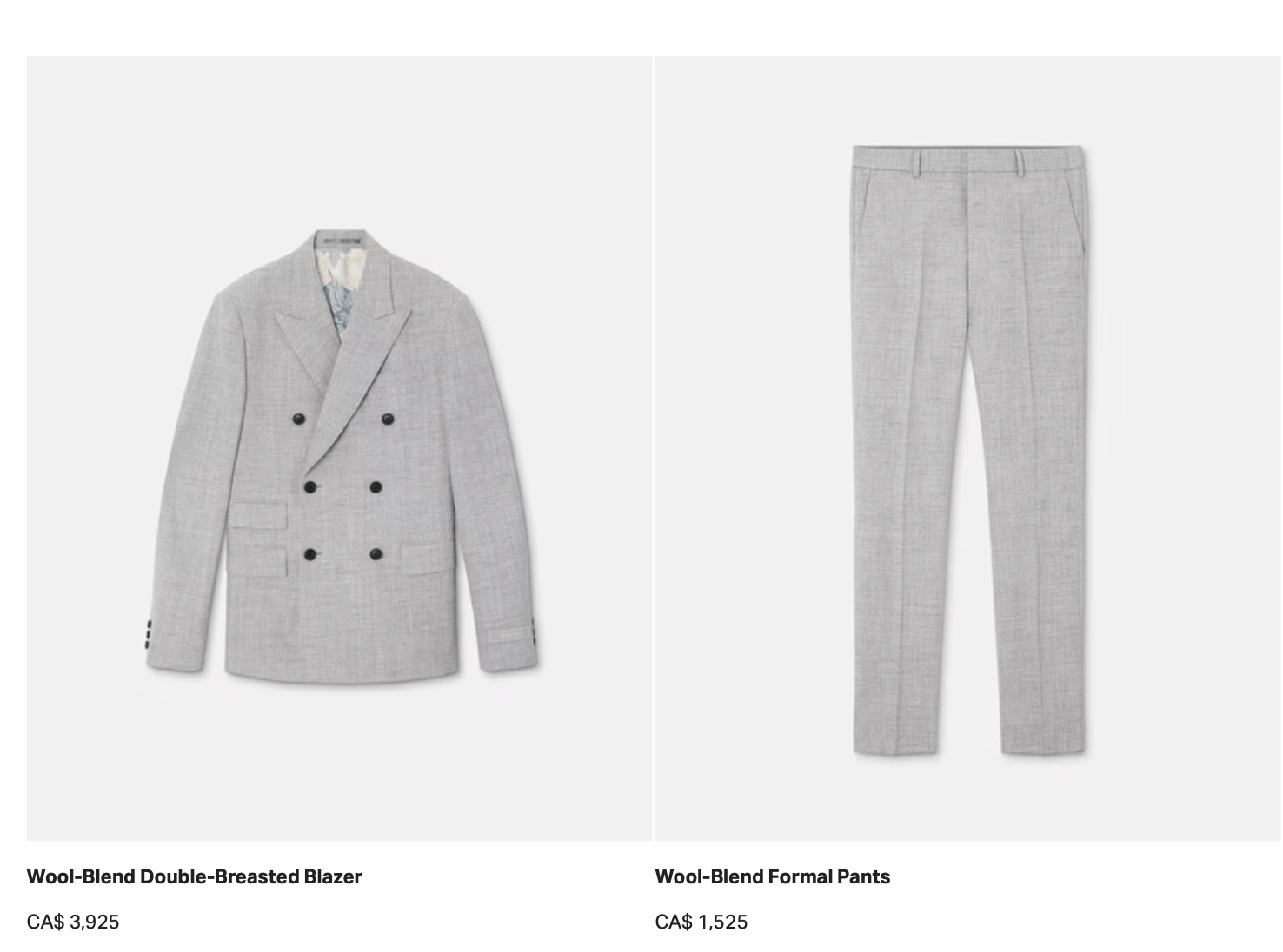 Versace AUTHENTIC VERSACE SUIT Gray Wool-Blend Double-Breasted Size 38R - 9 Thumbnail