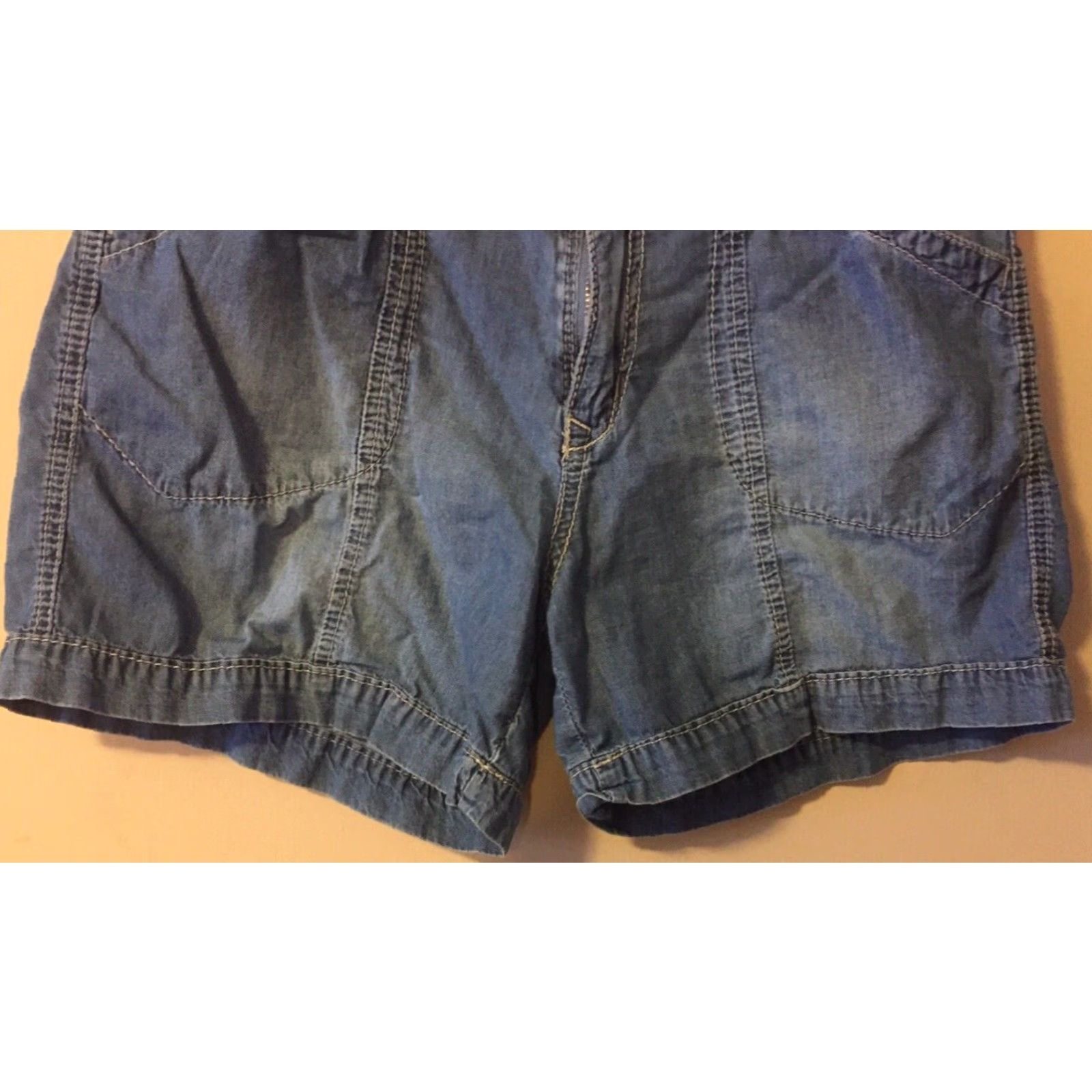 Vintage Supplies Women's Mid Rise Shorts Size 6 100% Cotton Blue 31x4-1/4 Casual Size 24" / US 00 / IT 34 - 3 Thumbnail
