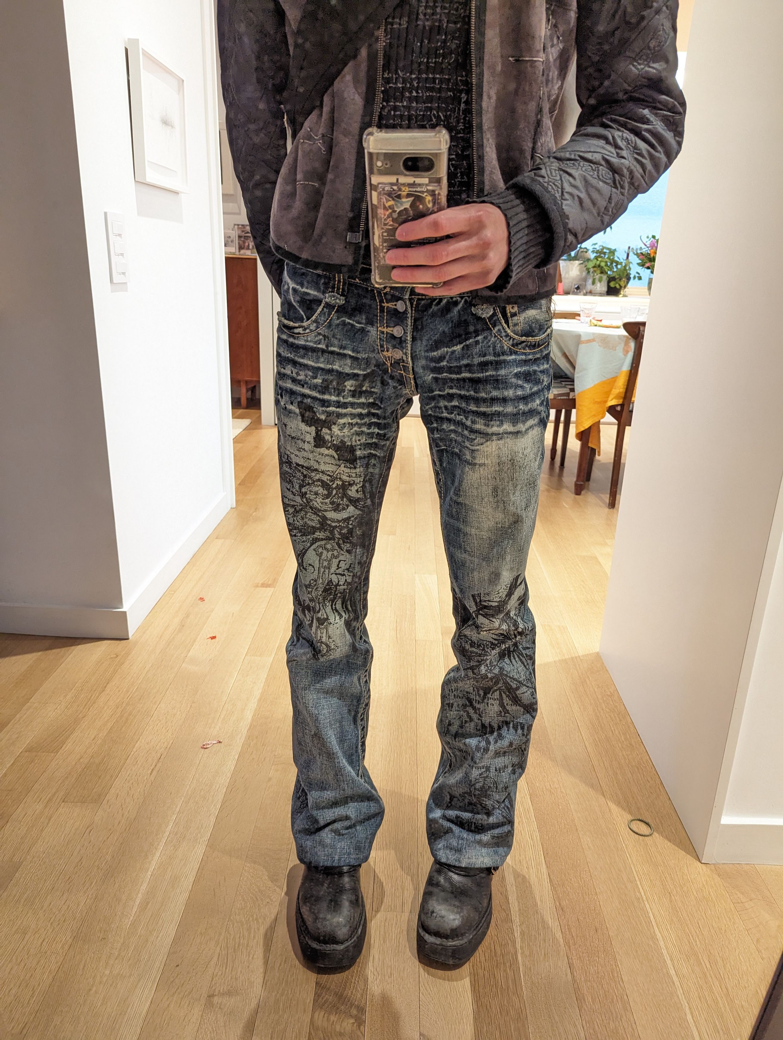 Japanese Brand × Tornado Mart Tornado mart printed flared jeans Size US 30 / EU 46 - 12 Thumbnail