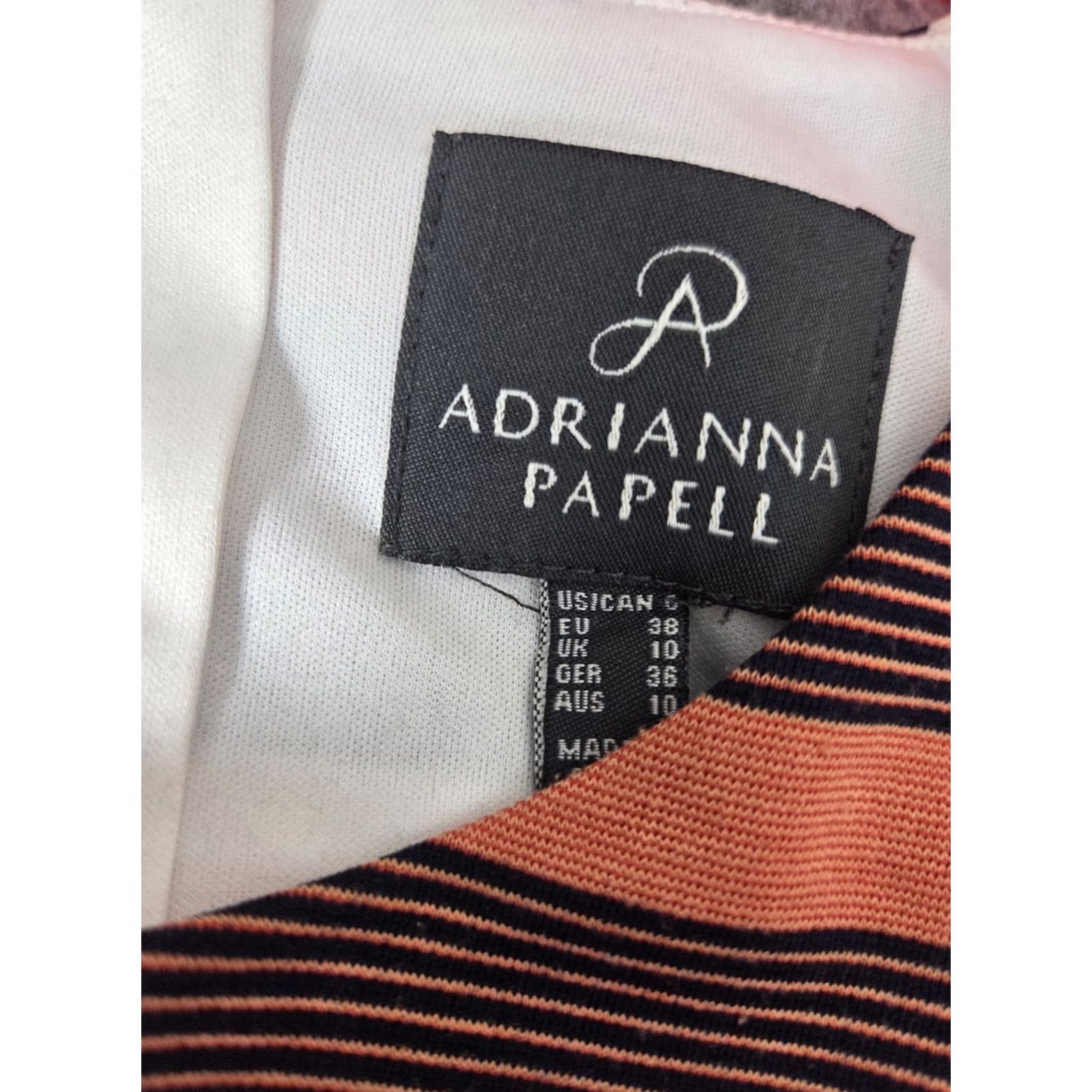 Adrianna Papell Adrianna Papell Womens Dress Shirt Dress Regular Size 6 Multicolor Striped Crew Neck Short Sleeve Knee Length Lightweight Knit Cotton White Womens Size M / US 6-8 / IT 42-44 - 5 Thumbnail