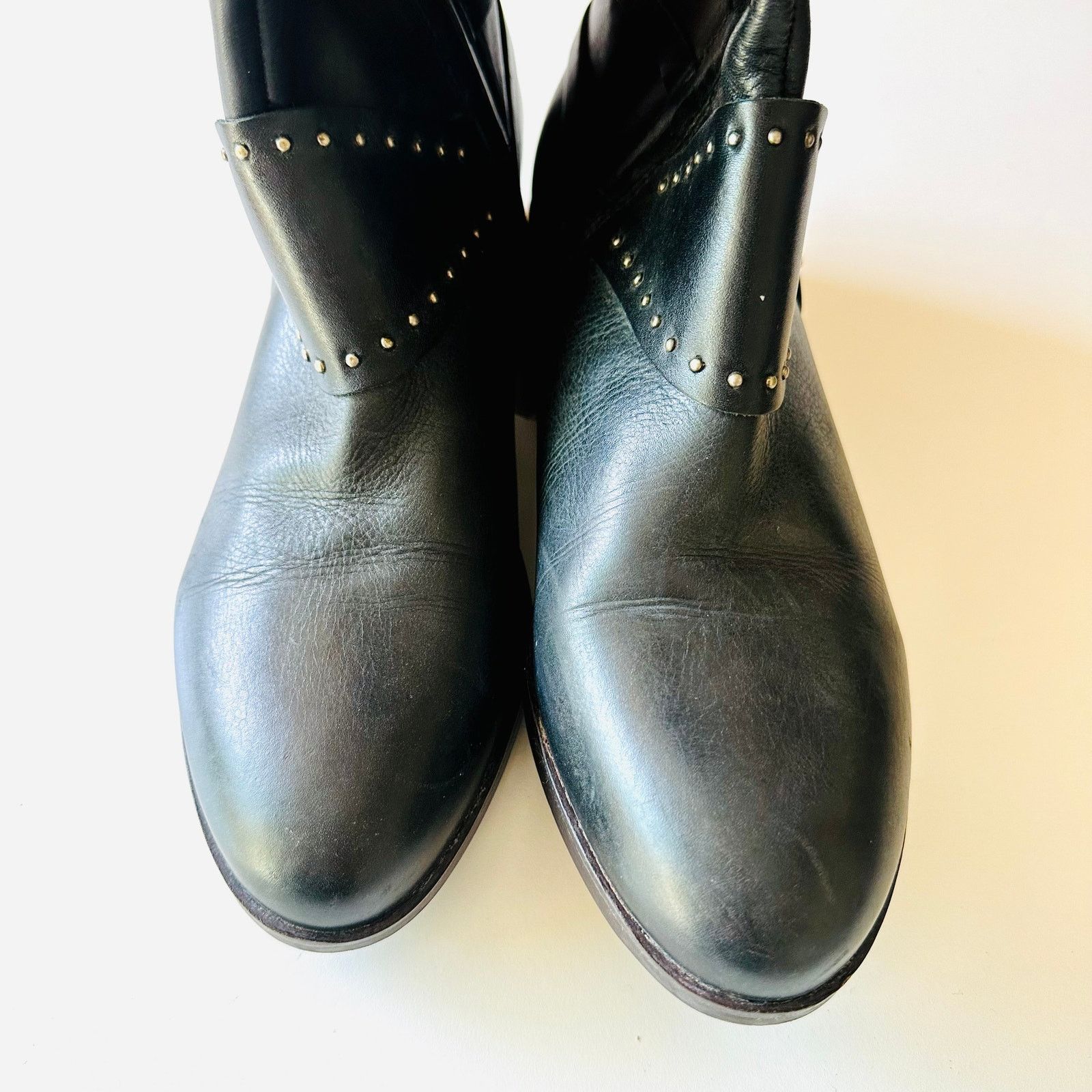 Geox GEOX Repspira Dark Brown Black Leather Studded Riding Boots Size US 9 / IT 39 - 5 Thumbnail
