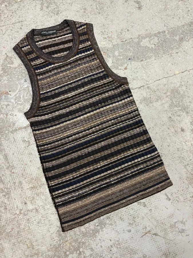 Designer × Dolce & Gabbana × Vintage 2000s Dolce & Gabbana Grey Wool Striped Dress Size S / US 4 / IT 40 - 2 Thumbnail
