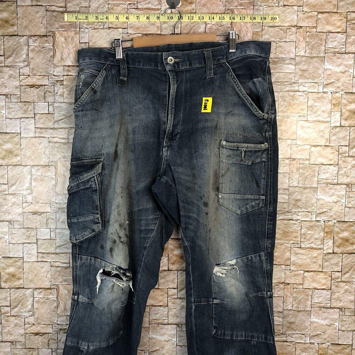 Japanese Brand Japanese Brand Blue Cargo Distressed Denim Pants #A1001 Size US 37 - 2 Thumbnail