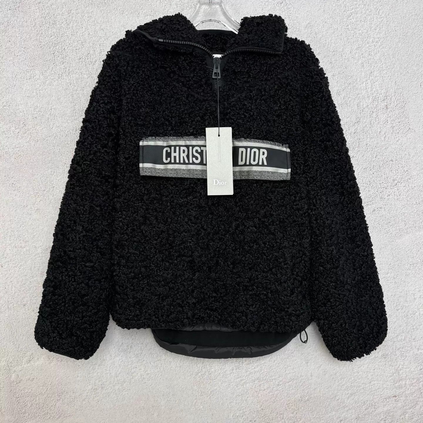 Dior Dior half-zip embroidered logo teddy jacket black S Size S / US 4 / IT 40 - 1 Thumbnail