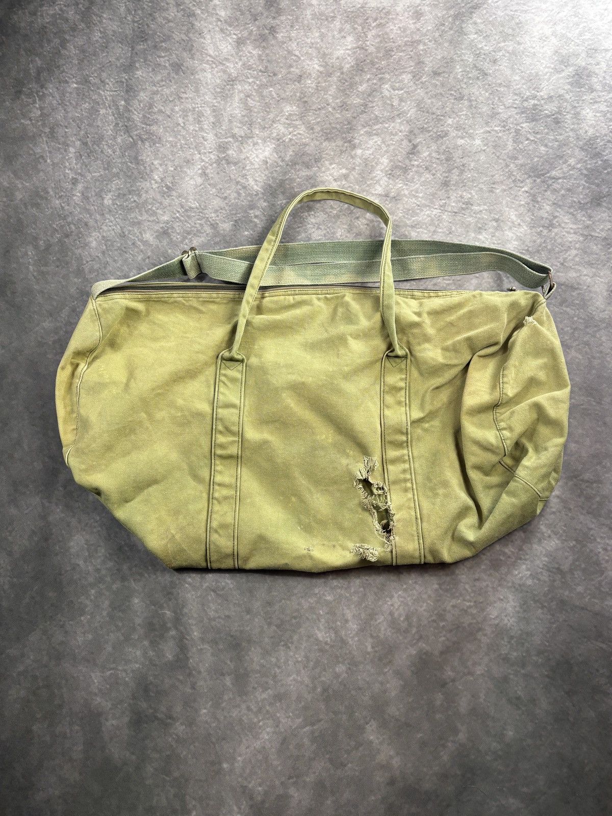 Vintage Vintage Military Duffle Bag Army Green Canvas Laundry Sling Size ONE SIZE - 3 Thumbnail