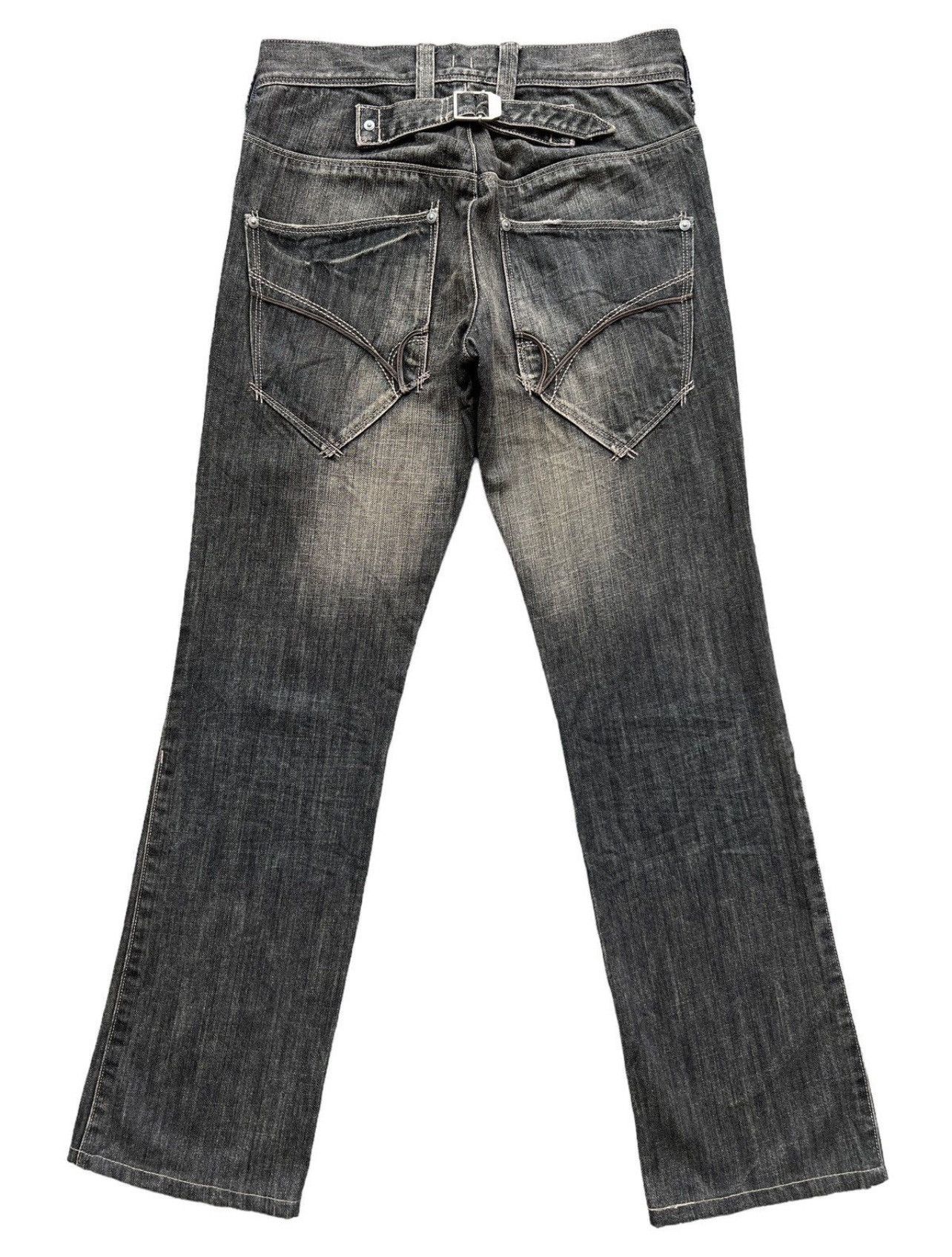 Japanese Brand Back Number Gothic Buckle Back Black Denim Jeans 29x30 Size US 29 - 3 Thumbnail