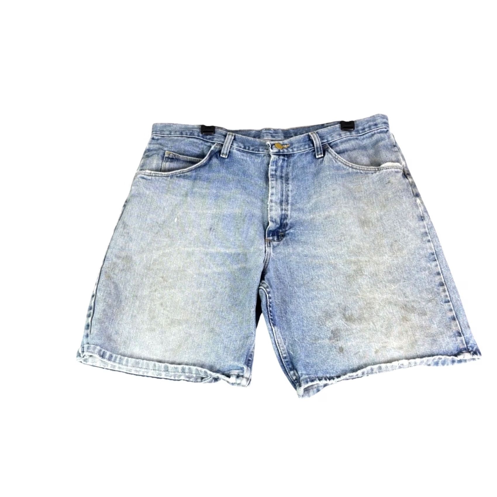 Wrangler Wrangler Bermuda Shorts Mens Light Wash Denim 36 Blue Cotton 606W1DH Distressed Size US 36 / EU 52 - 2 Thumbnail