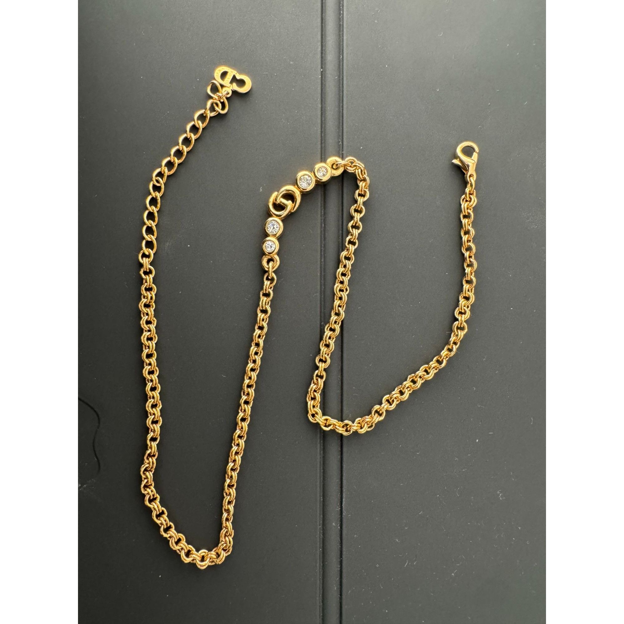 Dior Christian Dior Vintage CD Crystal Gold Plated Logo Necklace Size ONE SIZE - 4 Thumbnail