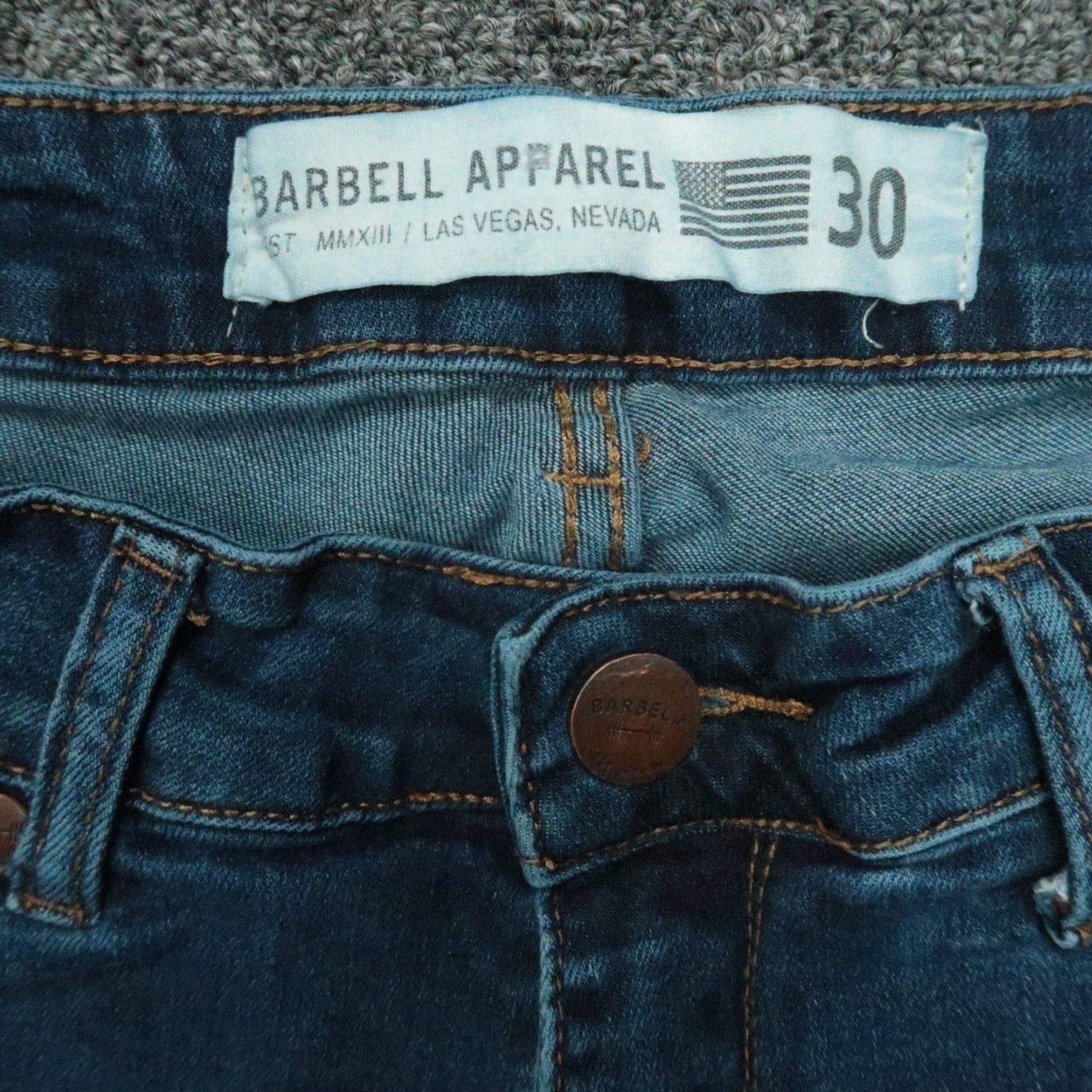 Vintage Barbell Jeans Mens 30x33 Athletic Fit 5 Pocket Medium Wash Blue Stretch Size US 30 / EU 46 - 3 Thumbnail