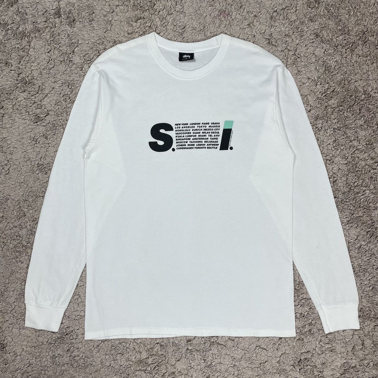 image of Stussy World Tour Ripoff Is Issey Miyake Longsleeve T-Shirt in White, Men's (Size Medium)