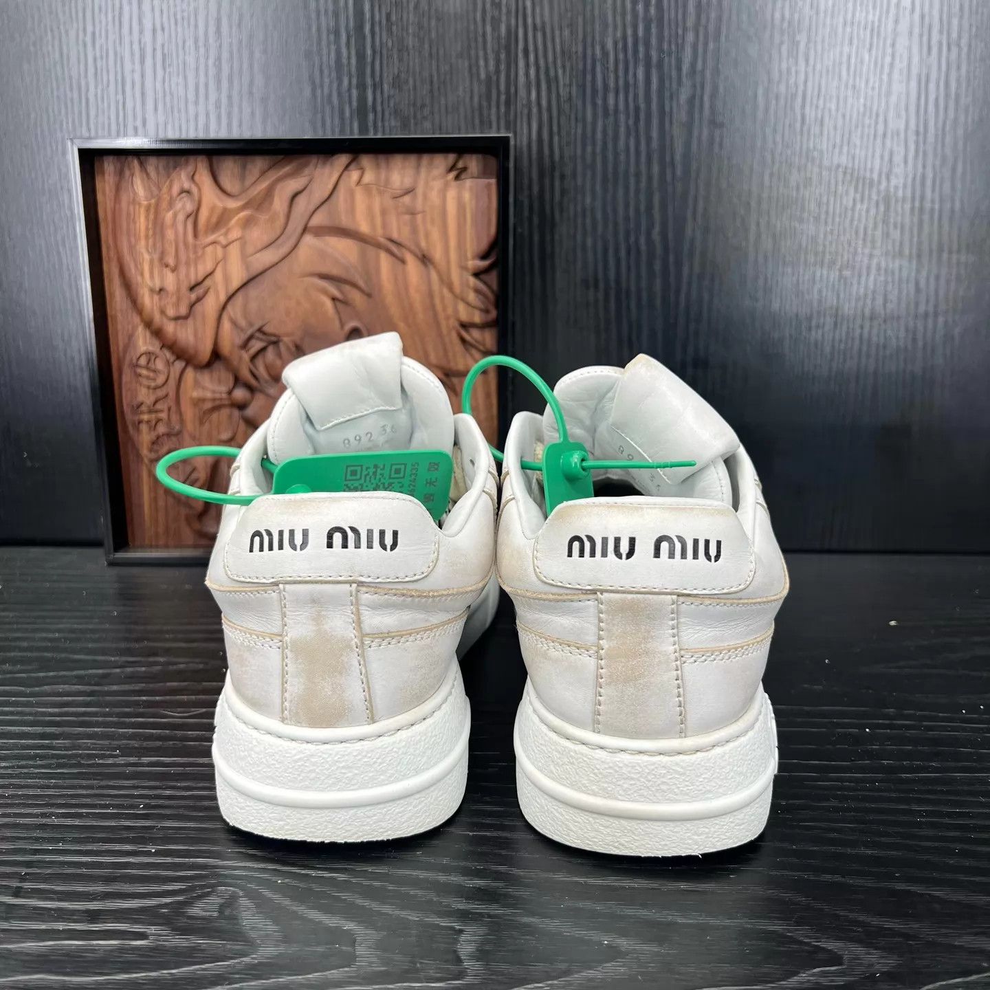 Miu Miu MIU MIU Leather Distressed Sneakers Women's 36 Size US 5.5 / IT 35.5 - 8 Thumbnail