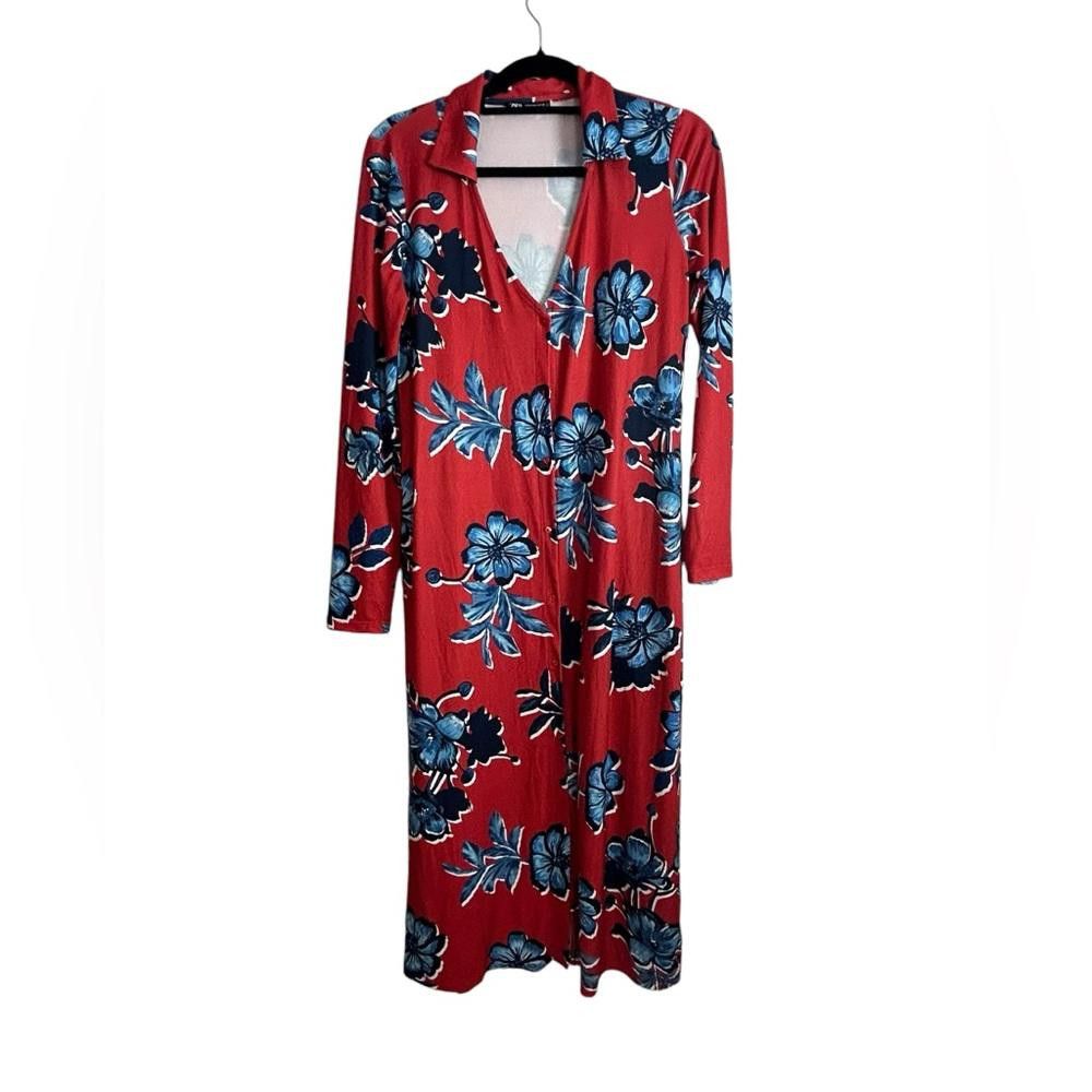 Zara Zara l Floral Print Button Down Long Sleeve Midi Dress Small Size S / US 4 / IT 40 - 2 Thumbnail