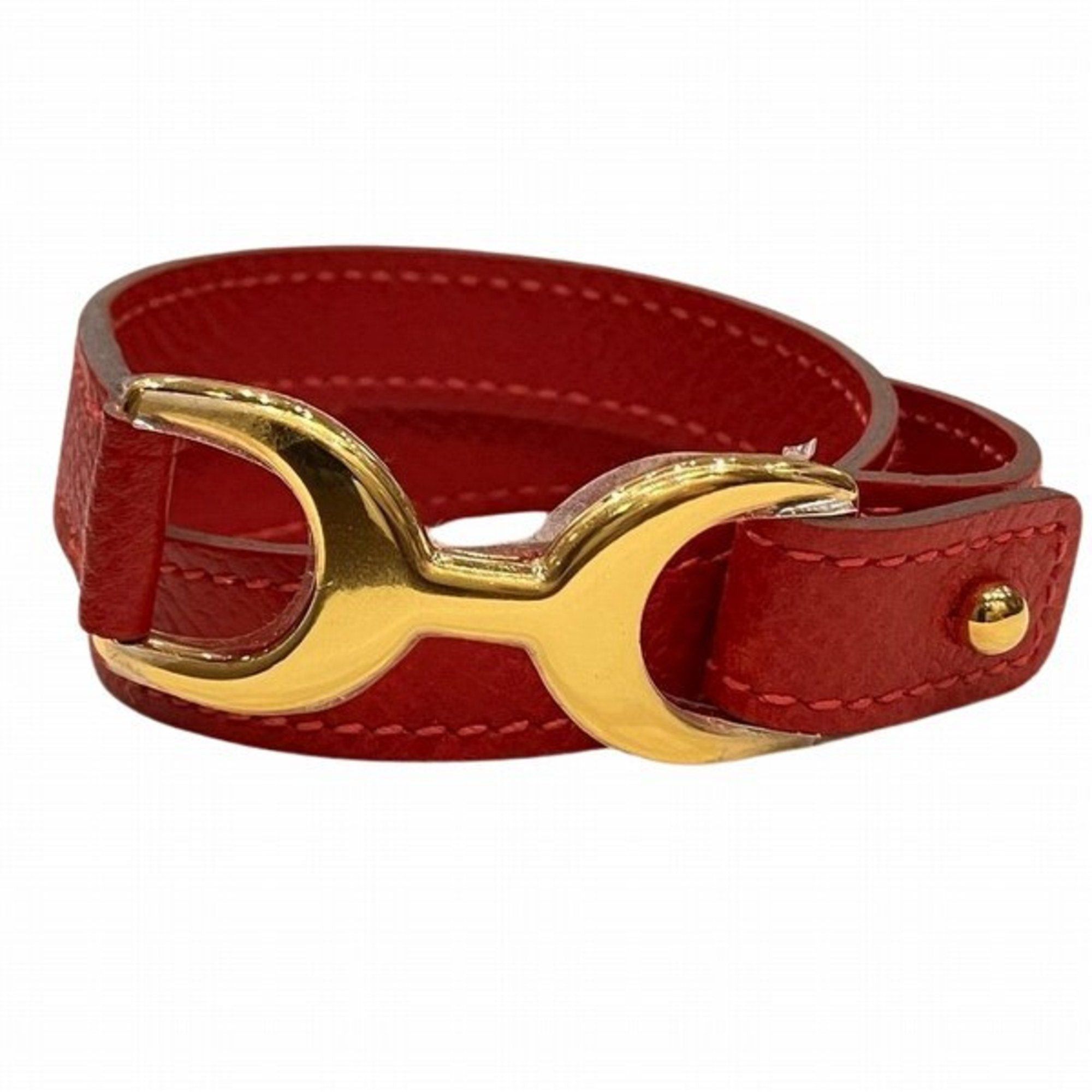image of Hermes Pavan Q H 2-Row Leather Accessory Bracelet For Women in Gold