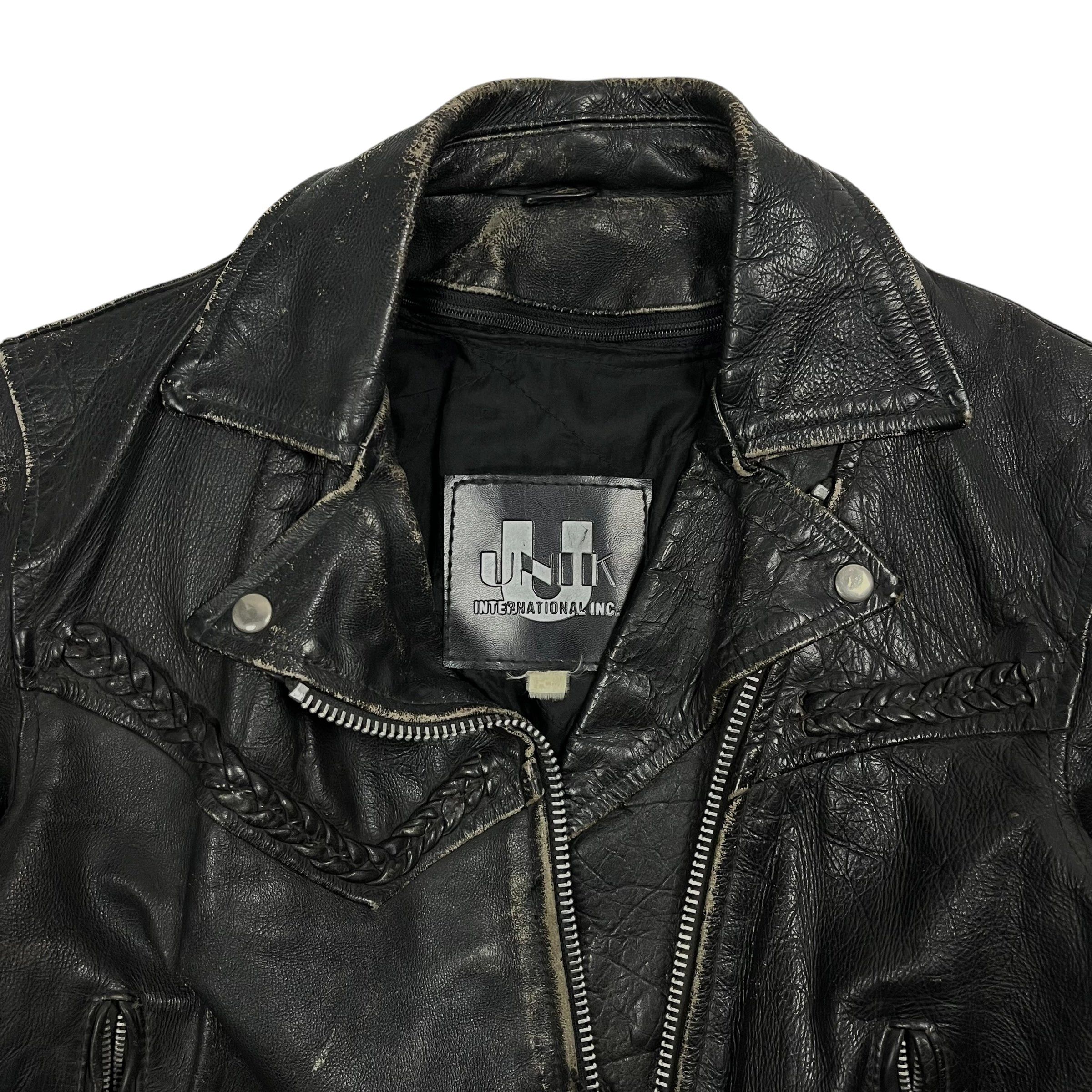 Vintage Cropped Leather Belted Bike Jacket - Size S Size US S / EU 44-46 / 1 - 5 Thumbnail