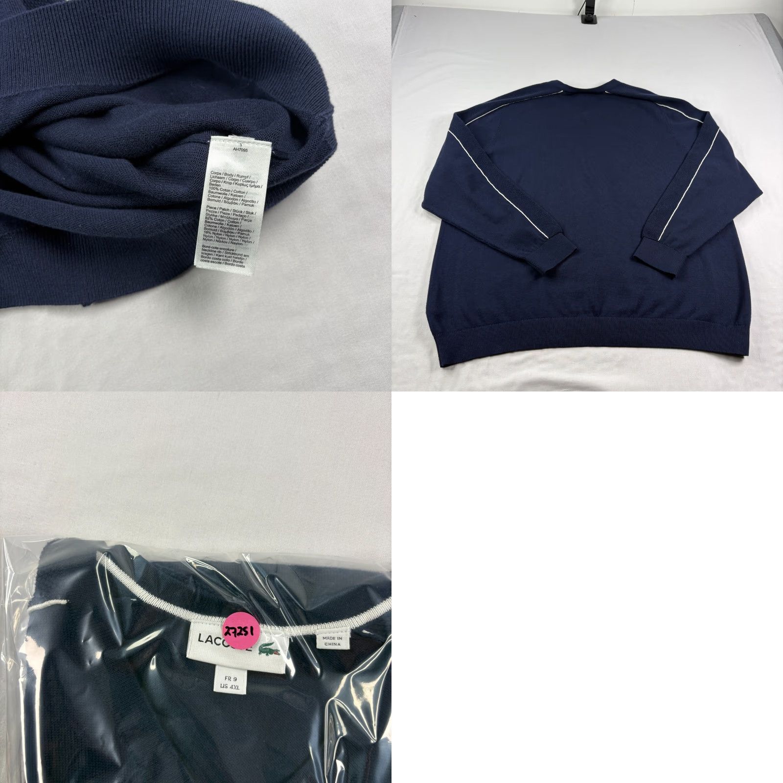 Lacoste Lacoste Sweater Mens 4XL Blue V-Neck Pullover Slim Fit Stretch Size US XXL / EU 58 / 5 - 8 Thumbnail