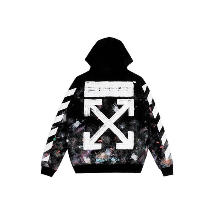 Off-White Off-White Black Graffiti Print Hooded Sweatshirt 0079 Size US M / EU 48-50 / 2 - 1 Thumbnail