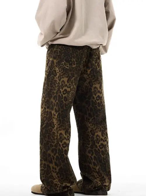 Japanese Brand × Jean Pants Vintage leopard print loose straight baggy jeans Size US 32 / EU 48 - 3 Thumbnail