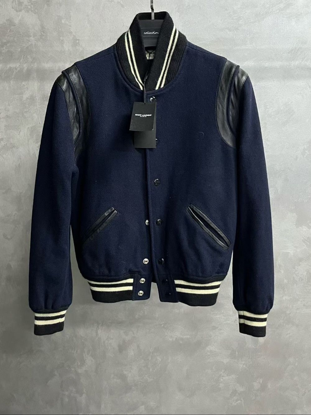Saint Laurent Paris Saint Laurent Leather Trim Varsity Jacket US S Size US S / EU 44-46 / 1 - 1 Thumbnail