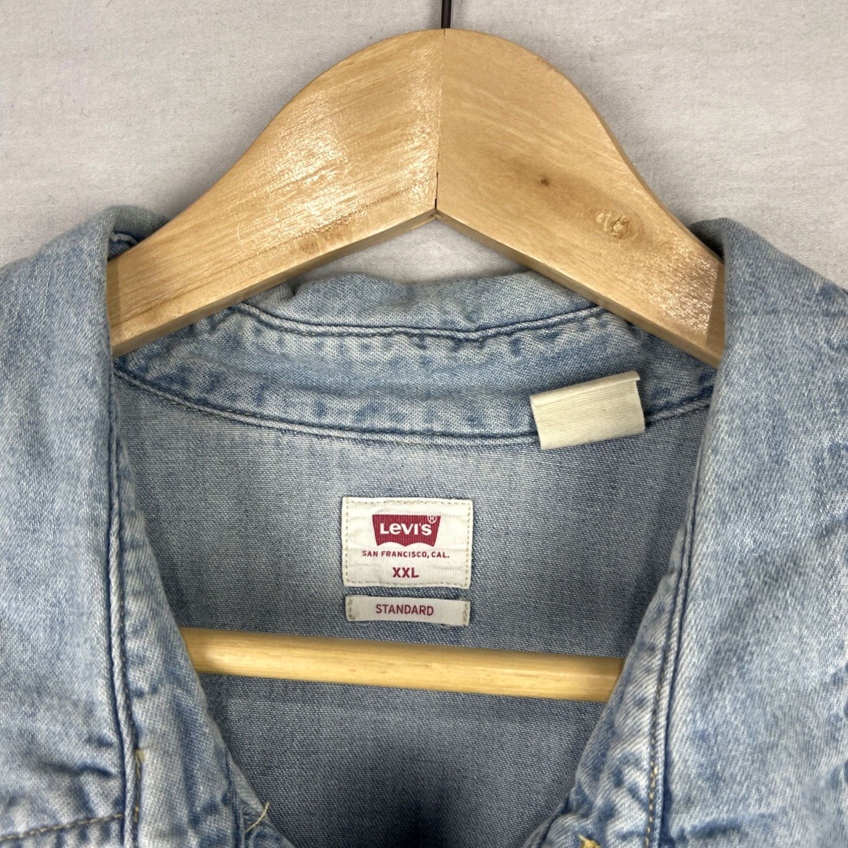 Levi's Levi's Pearl Snap Denim Shirt 2XL Blue Western Long Sleeve Button-Up Size US XXL / EU 58 / 5 - 4 Thumbnail