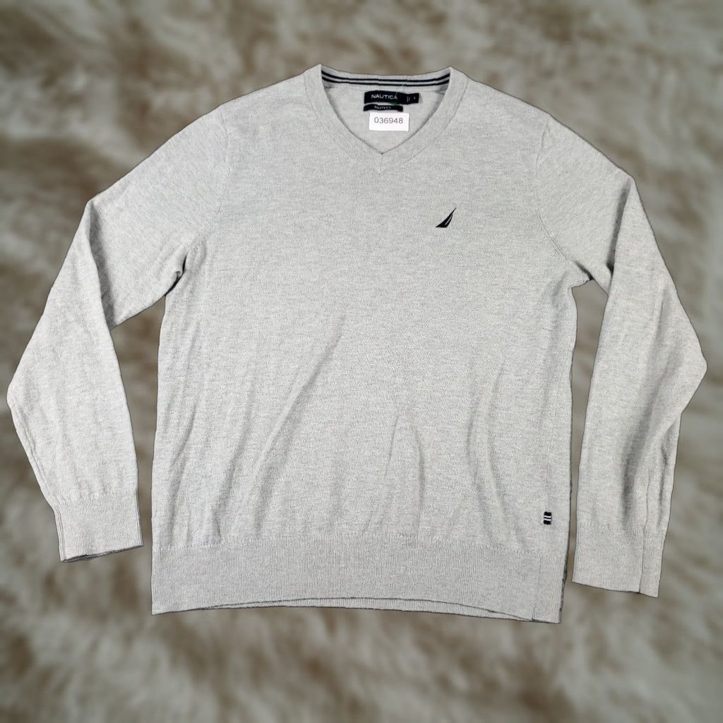 Nautica Nautica Mens Small Gray V Neck Casual Pullover Sweater Size US S / EU 44-46 / 1 - 1 Thumbnail