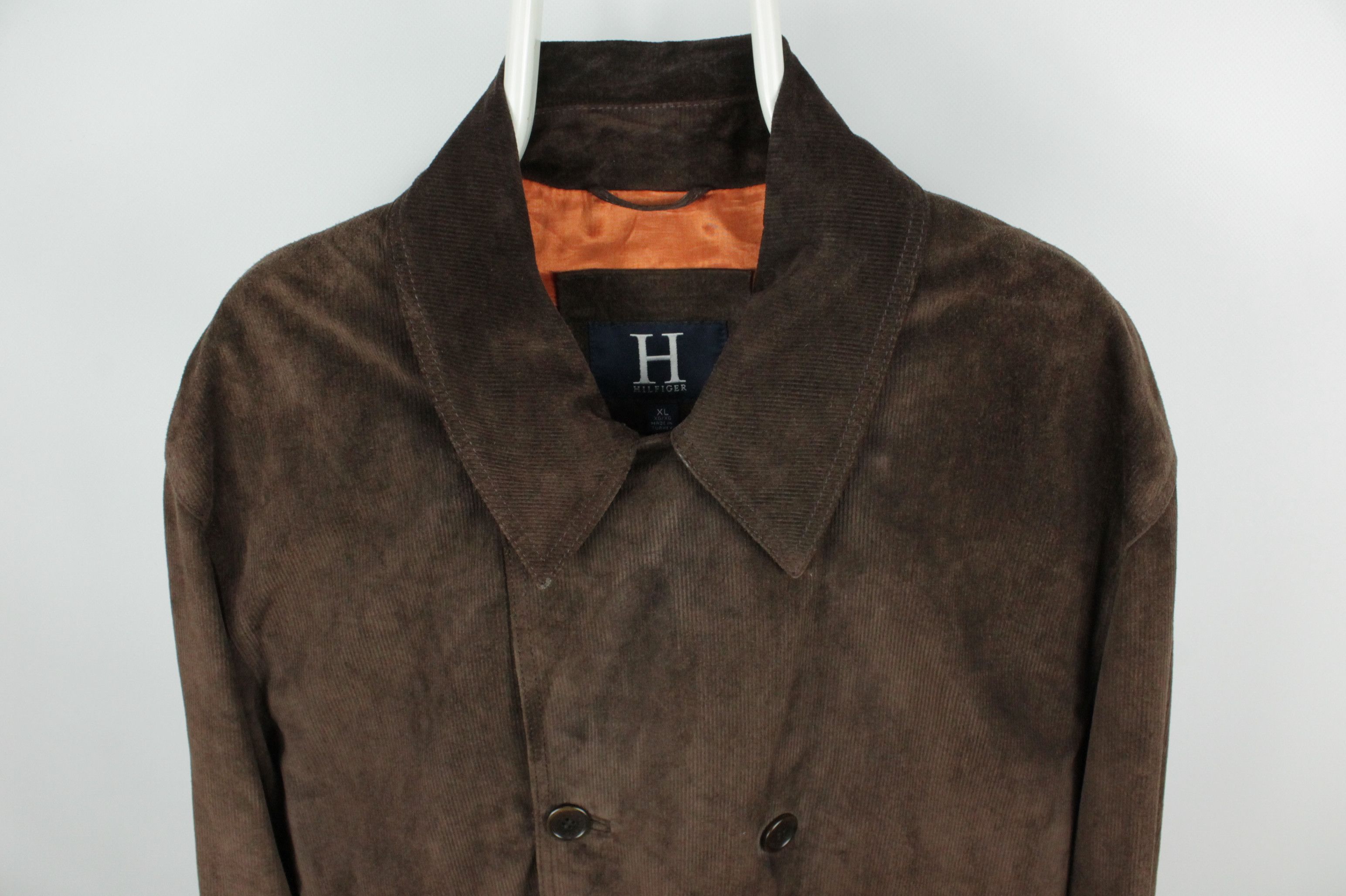 Tommy Hilfiger Tommy Hilfiger Brown Corduroy Leather Double-Breasted Jacket Size US XL / EU 56 / 4 - 3 Thumbnail