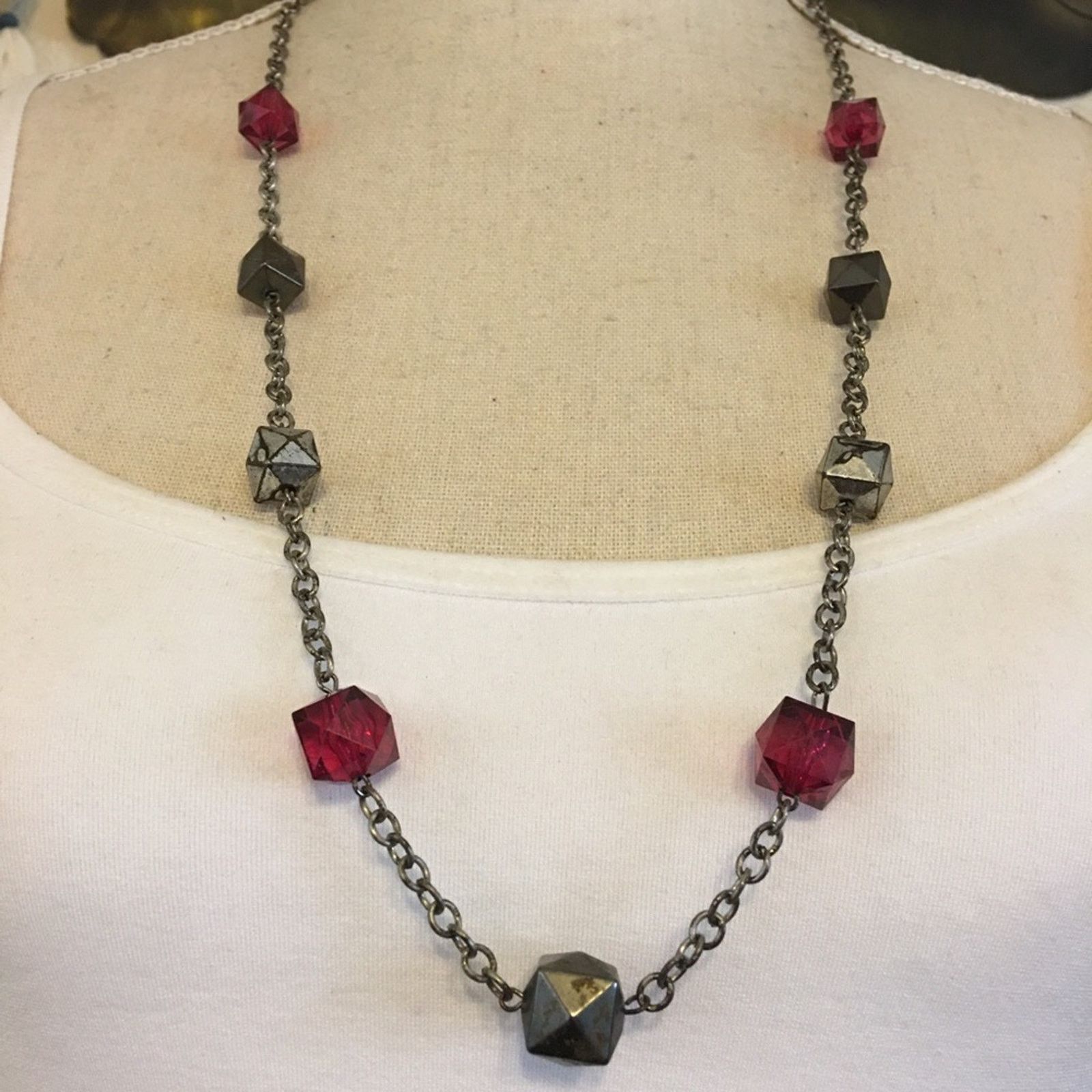 Vintage Vintage faceted square bead on chain necklace Size ONE SIZE - 1 Thumbnail