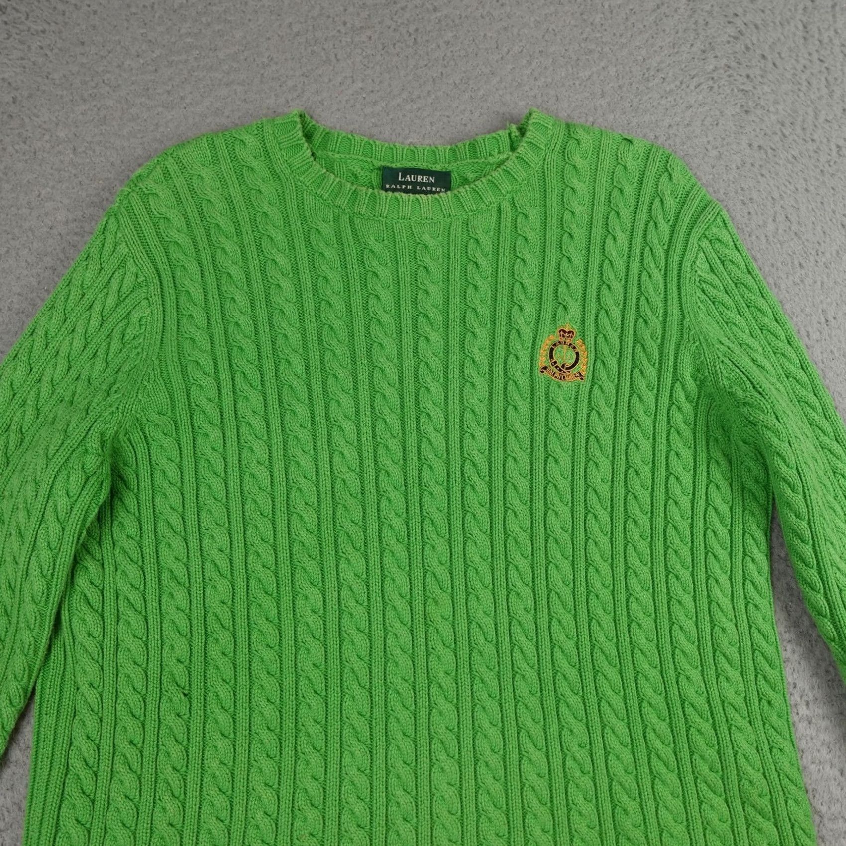 Ralph Lauren Lauren Ralph Lauren Sweater Womens M Green Cable-Knit Crest Logo Y2K Retro Pullover Size M / US 6-8 / IT 42-44 - 3 Thumbnail