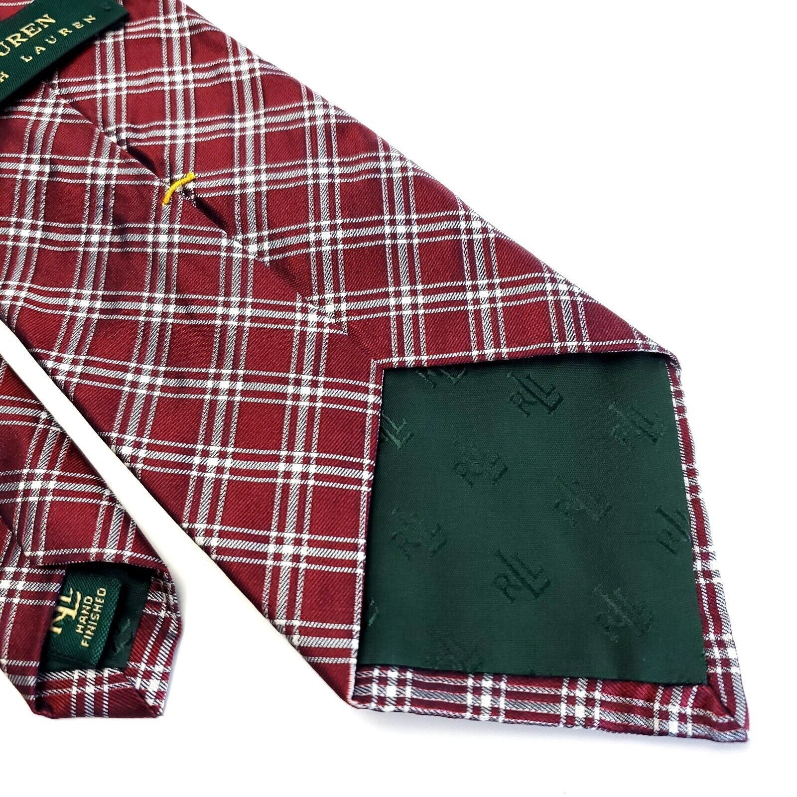 Lauren Ralph Lauren Lauren Ralph Lauren Red White Plaid Woven Short Wide Silk Ti Size ONE SIZE - 6 Thumbnail