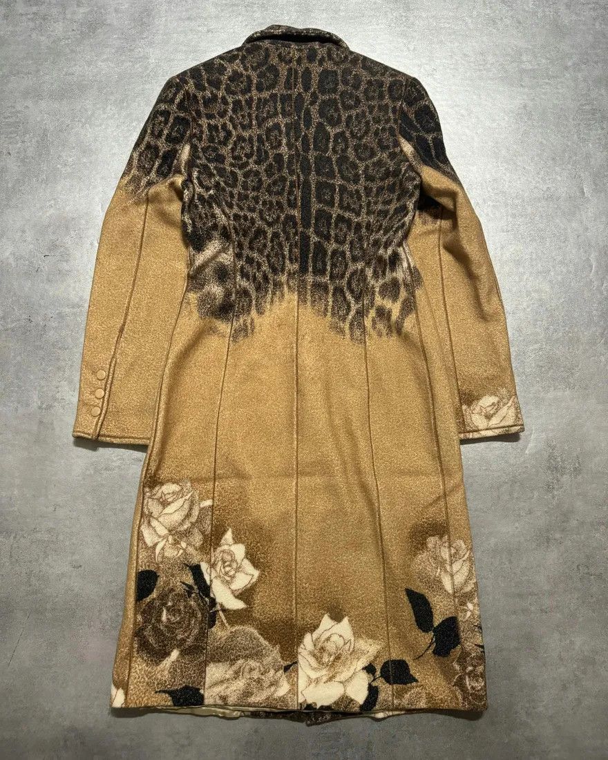 Roberto Cavalli × Vintage AW2002 Roberto Cavalli Leopard Print Beige Wool Trench Coat Size XS / US 0-2 / IT 36-38 - 4 Thumbnail