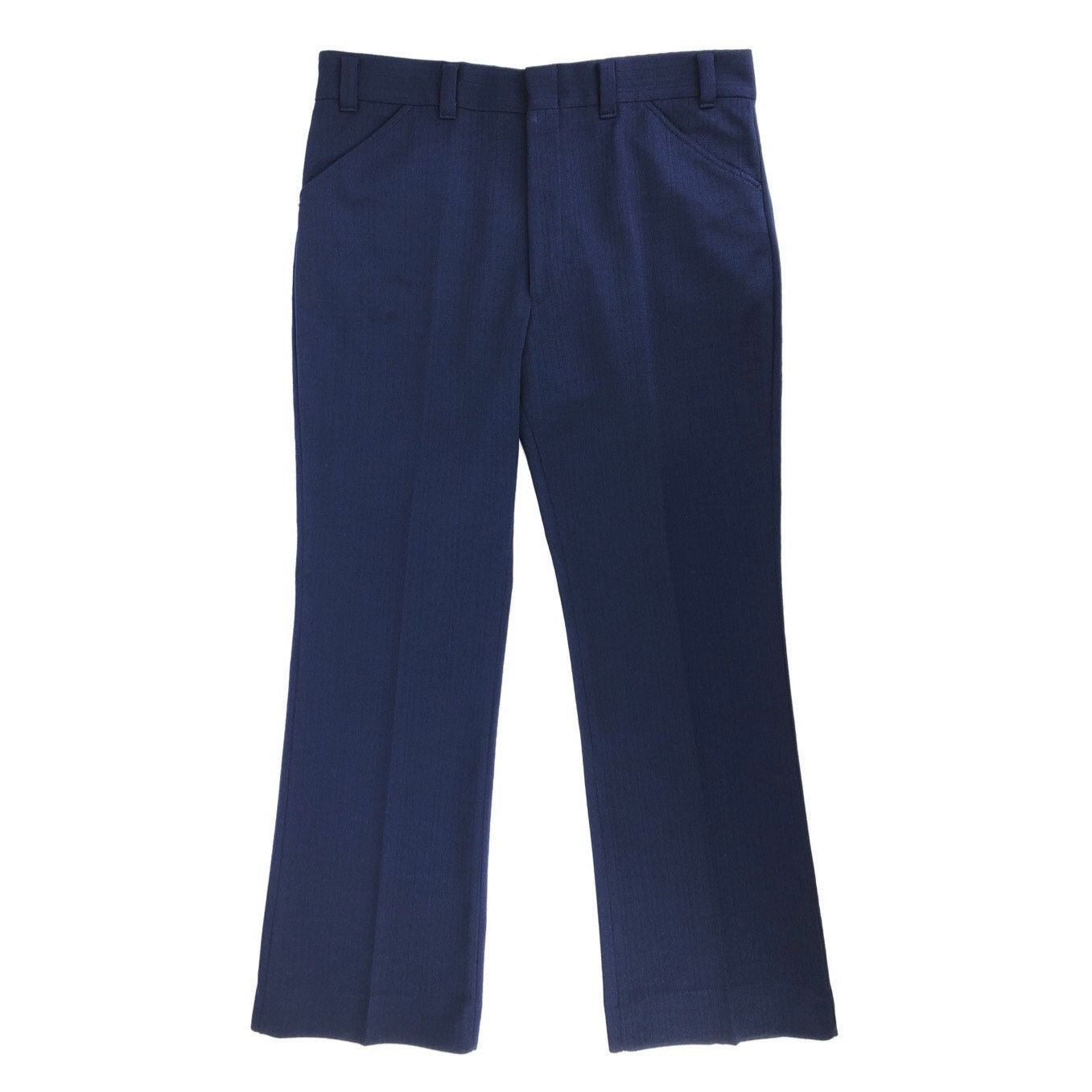 Vintage 70s navy blue textured polyester pants 1970s vintage Size US 38 / EU 54 - 1 Thumbnail