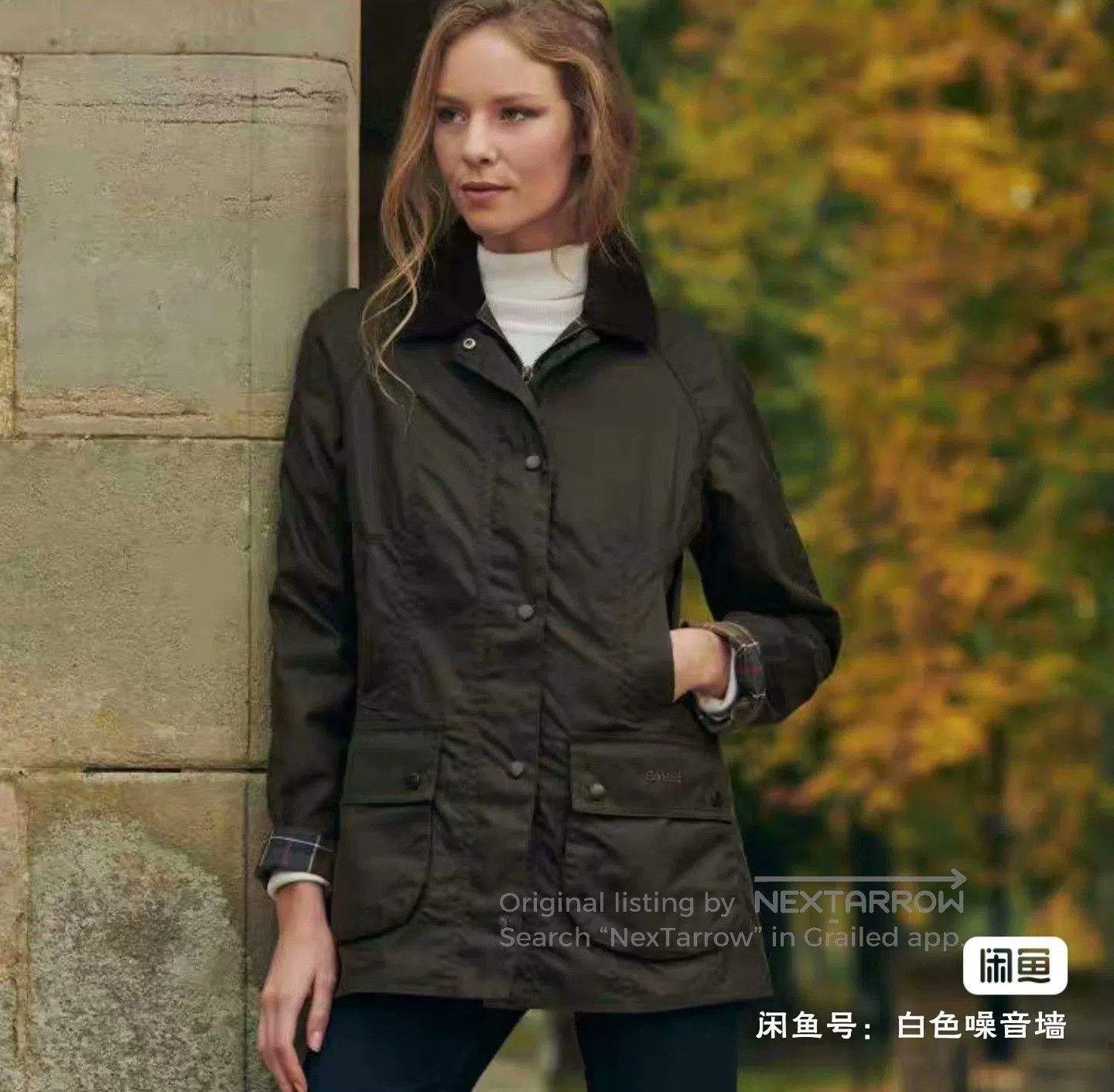 Barbour Barbour Beadnell Waxed Jacket Check Sleeves. Size S / US 4 / IT 40 - 1 Thumbnail