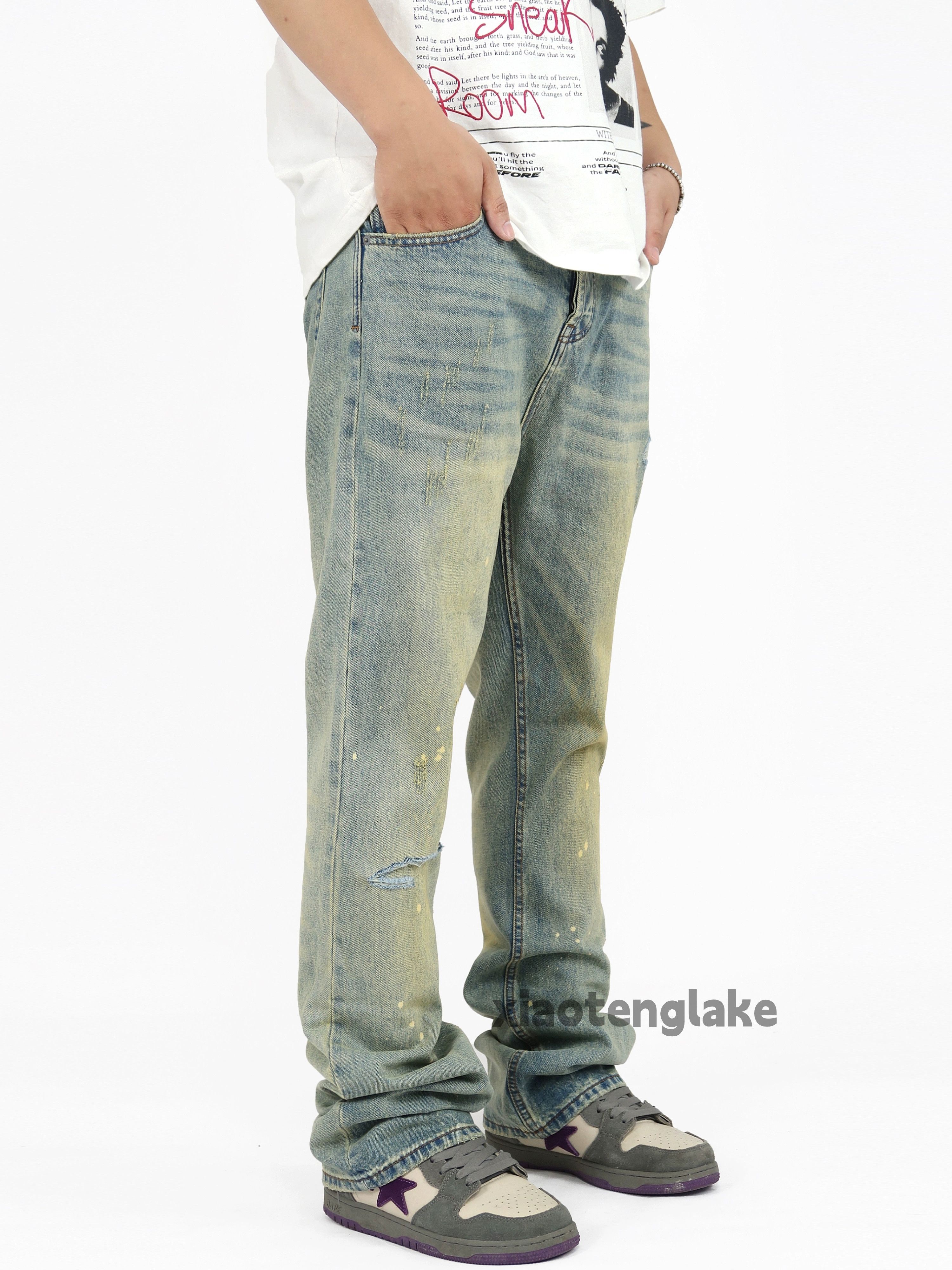 Jean × Vintage washed faded cleanfit rusty stain paint grunge jeans Size US 32 / EU 48 - 4 Thumbnail