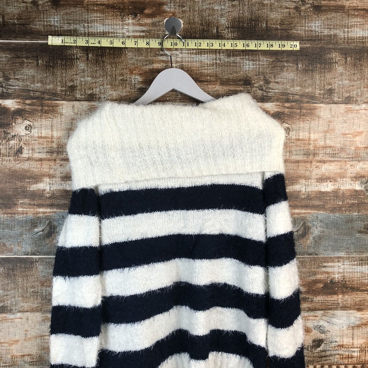 Homespun Knitwear × Japanese Brand × OVER THE STRiPES DLL Leah Matin BlueStripe Turtle Neck Knitwear #C041 Size M / US 6-8 / IT 42-44 - 13 Thumbnail