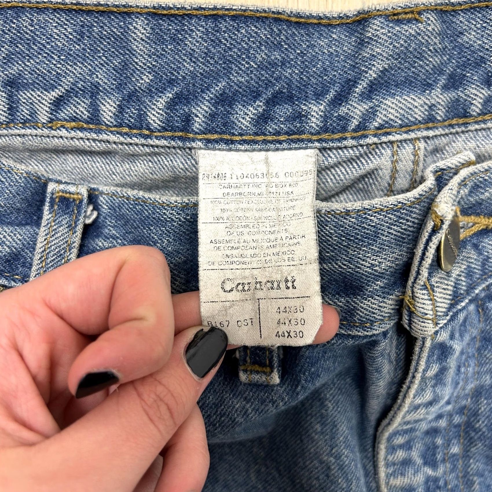 Carhartt Carhartt B167 DST Jeans Mens 44x24 Blue Denim Cropped Distressed Relaxed Fit Size US 44 / EU 60 - 2 Thumbnail