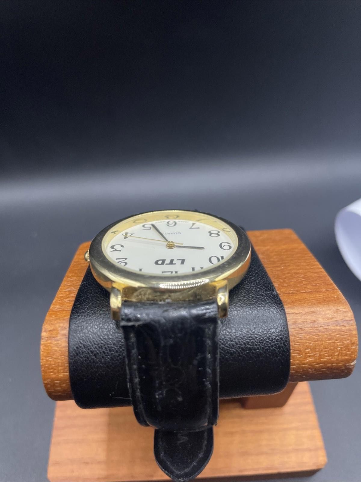 Shady Ltd LTD Cream Dial Gold Tone Black Band Quartz Watch New Battery Size ONE SIZE - 3 Thumbnail