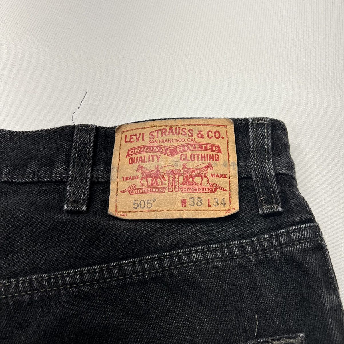 Levi's × Vintage Levis Jeans Black 505 Regular Fit Straight Denim Faded Size US 38 / EU 54 - 10 Thumbnail