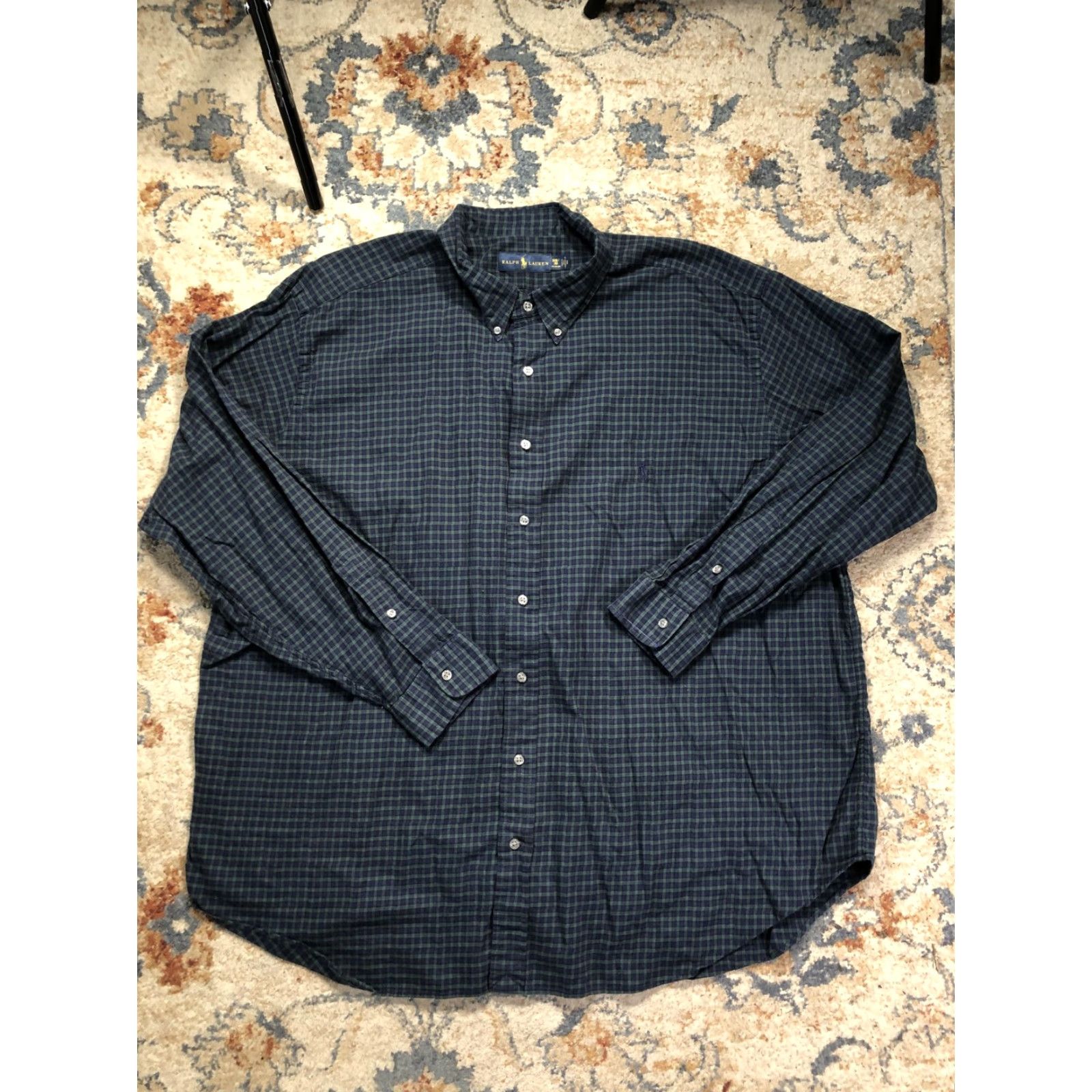 Ralph Lauren Ralph Lauren Shirt Mens Big 3X Blue Green Check Button Down Long Sleeve Casual Size US XXL / EU 58 / 5 - 2 Thumbnail