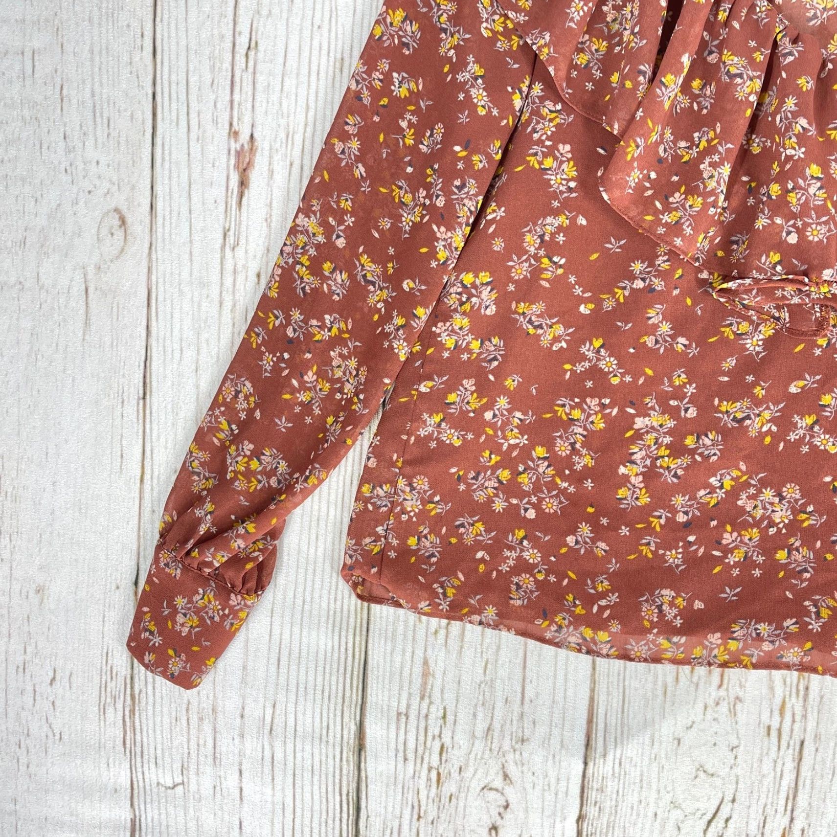 Vintage 1 STATE Blouse Women Long Sleeve Floral Scoop Neck Pullover Lightweight Bohemian Peasant Casual Shirt 2XS Pink Size XXS / US 00 / IT 34 - 4 Thumbnail