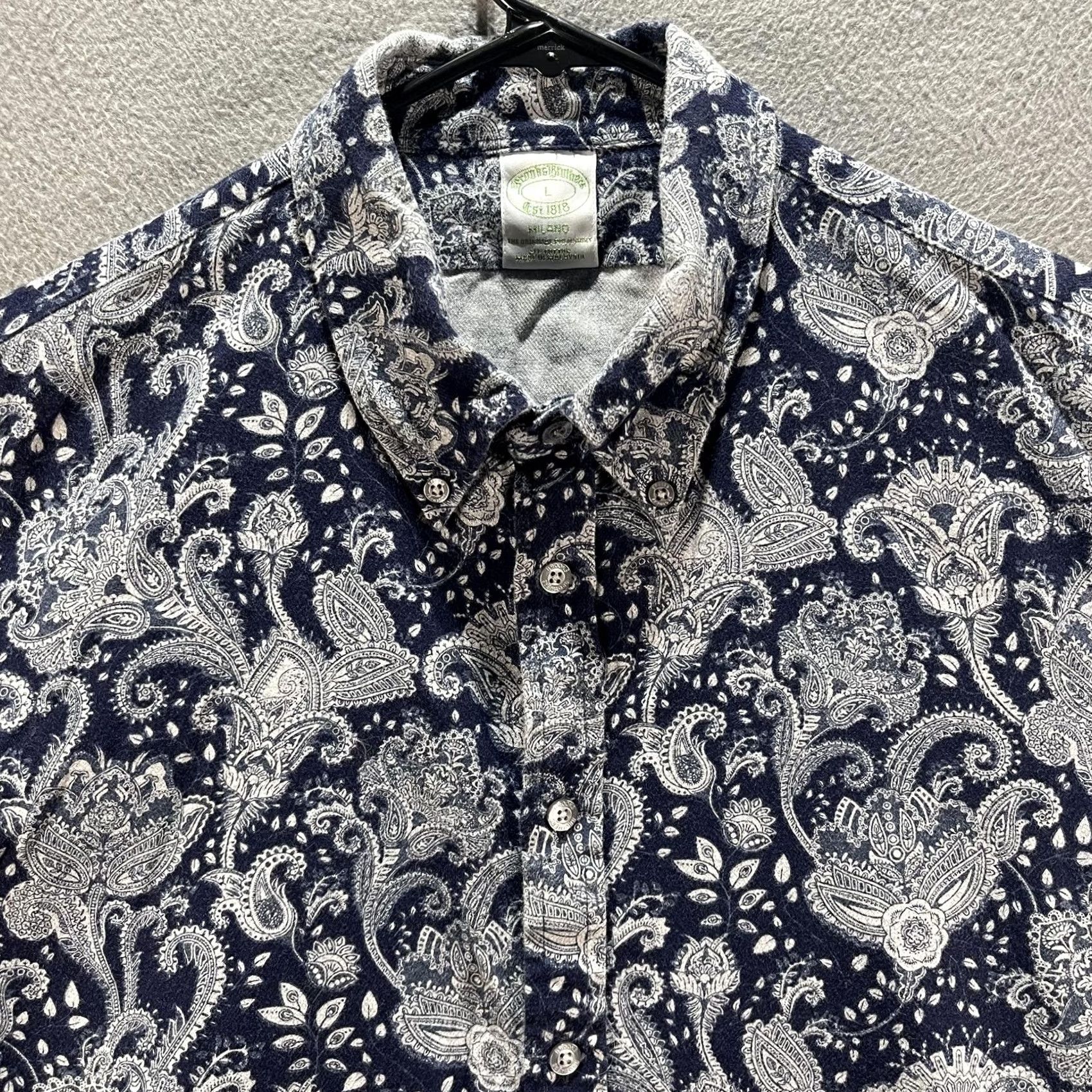 Brooks Brothers Brooks Brothers Shirt Mens Large Blue White Paisley Milano Button Down Long Sleeve Dress Size 42R - 2 Thumbnail