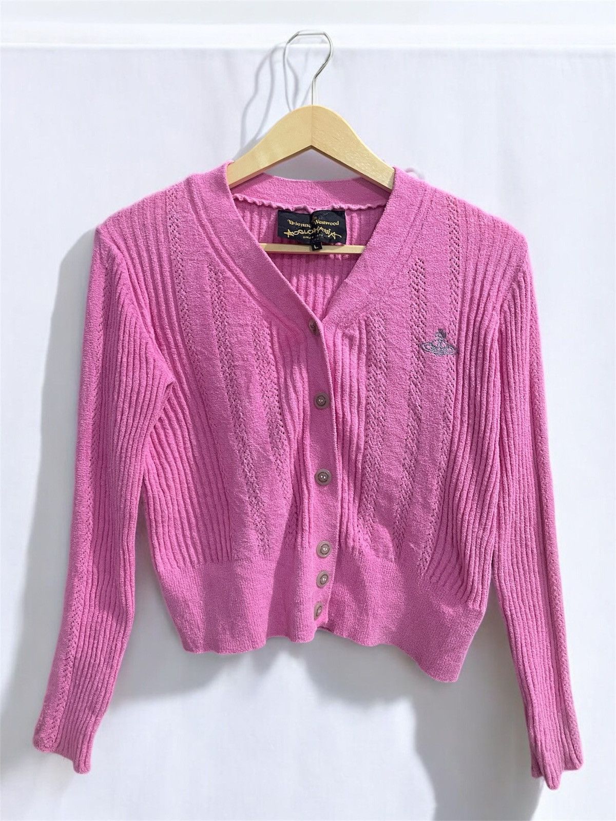 Vivienne Westwood VIVIENNE WESTWOOD WOOL CROPPED CARDIGAN IN PINK Size L / US 10 / IT 46 - 1 Thumbnail