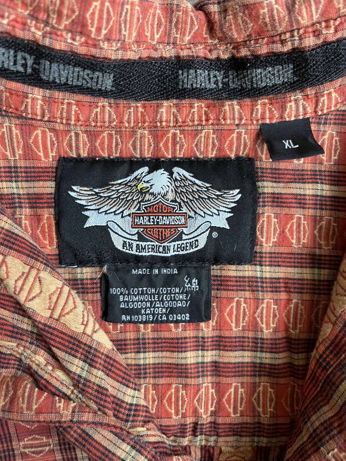 Harley Davidson Y2K Harley Davidson All Over Logo Monogram Button Up Size US XL / EU 56 / 4 - 4 Thumbnail