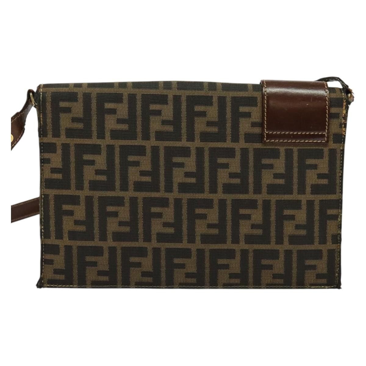 Fendi FENDI Zucca Canvas Shoulder Bag Black Brown Gold Size ONE SIZE - 3 Thumbnail