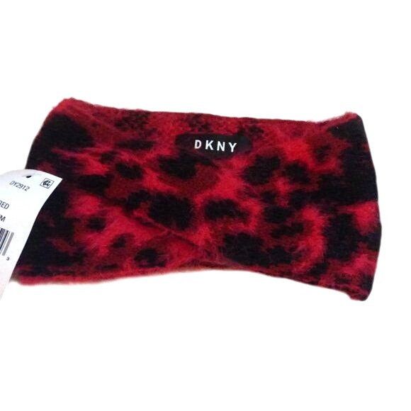 DKNY DKNY Fuzzy Animal Print Knit Twist Headband, RED Size ONE SIZE - 3 Thumbnail