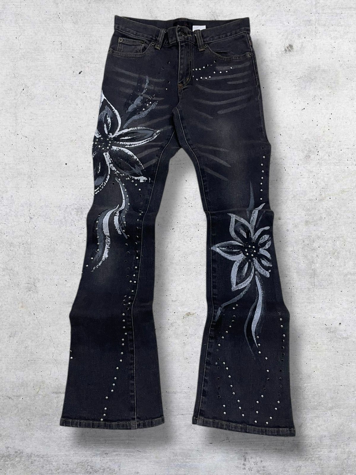 Japanese Brand VINTAGE RYO PELIANO 1990S JAPAN ARTWORK FLOWER GRUNGE FLARED Size US 26 / EU 42 - 1 Thumbnail