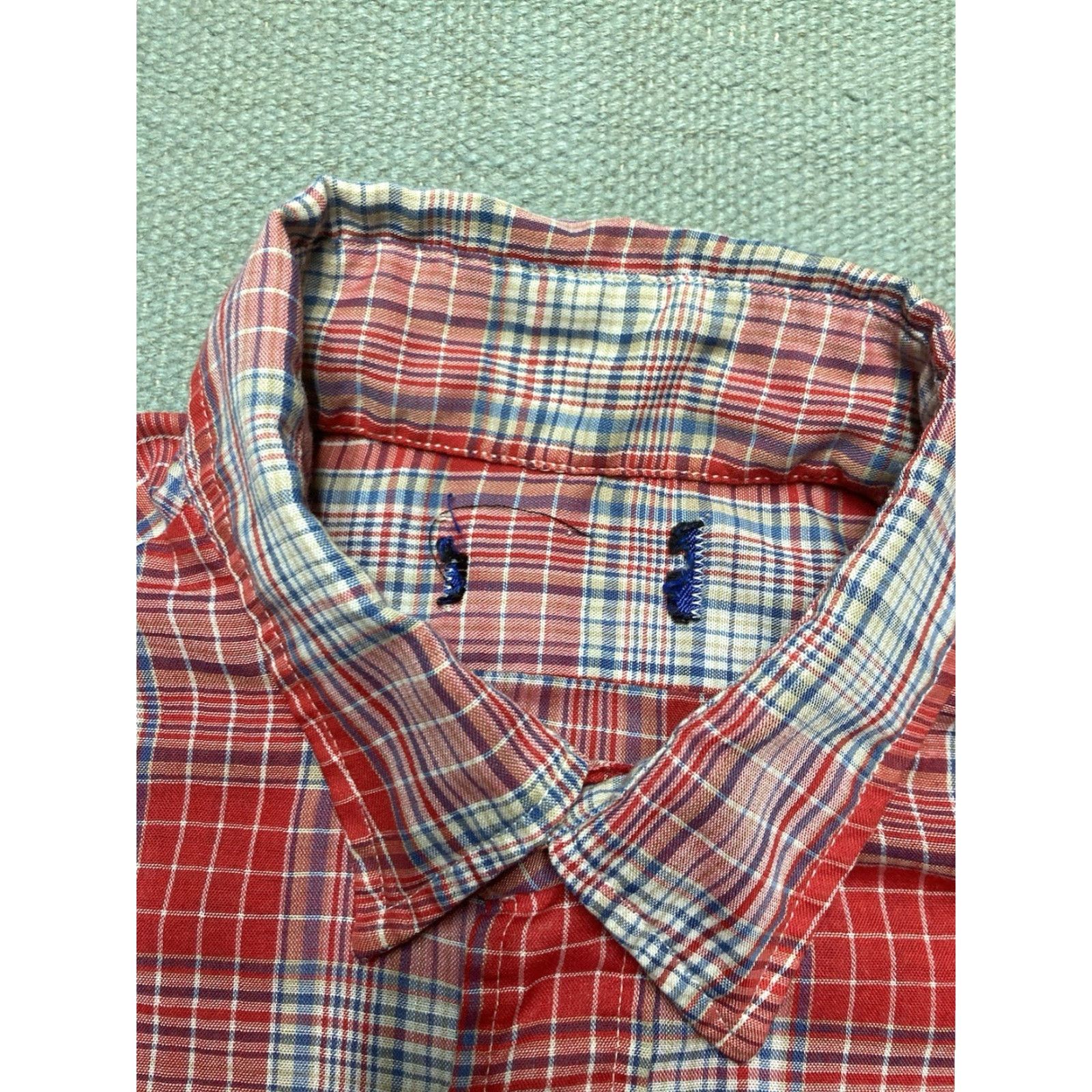 Vintage VINTAGE 80s 90s Plaid Short Sleeve Button-Up Shirt Lightweight Poly Cotton Large Red Mens T15 Size US L / EU 52-54 / 3 - 3 Thumbnail