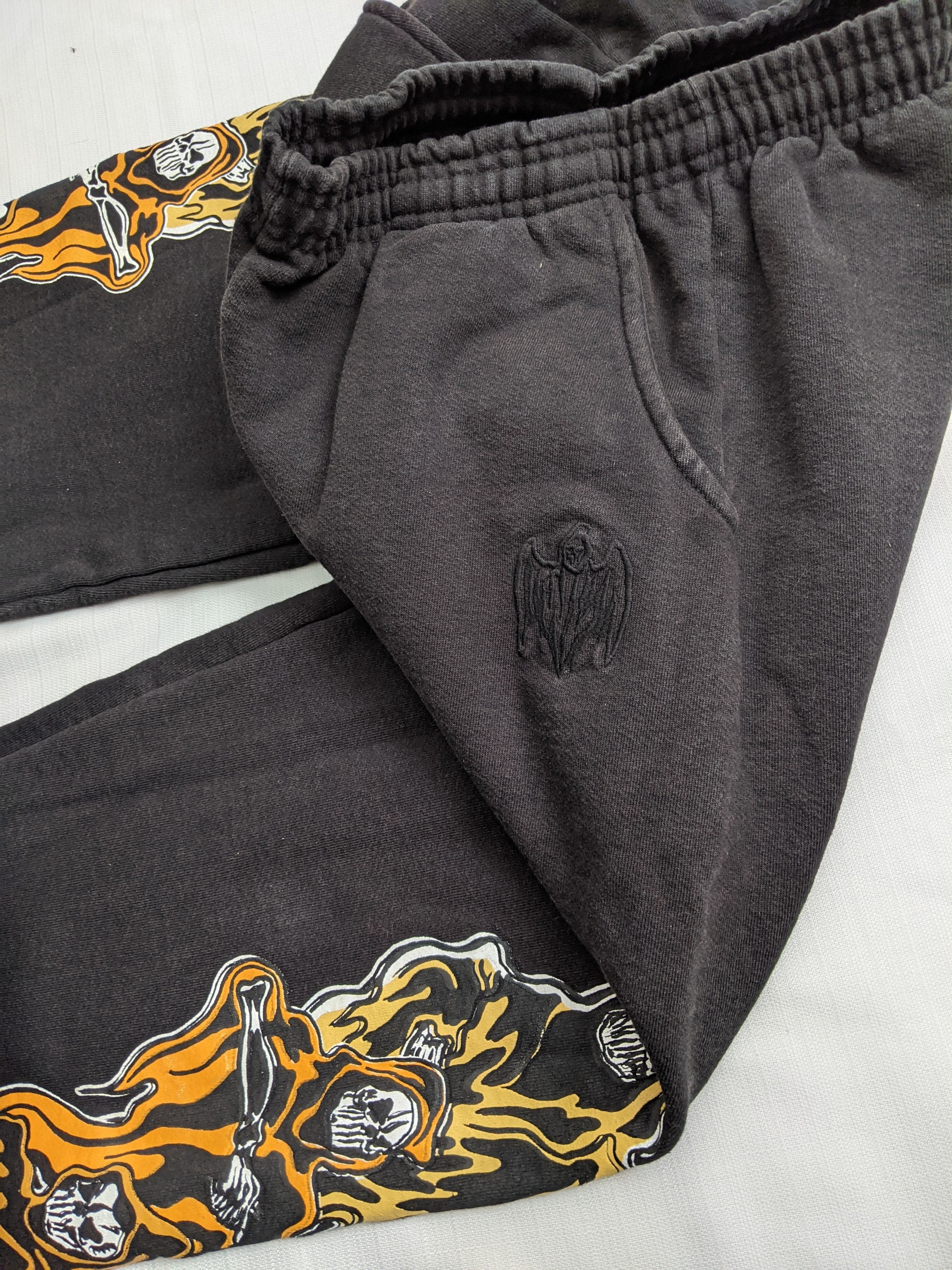 Warren Lotas Three Reaper Sweatpants Black Yellow Size US 27 - 6 Thumbnail
