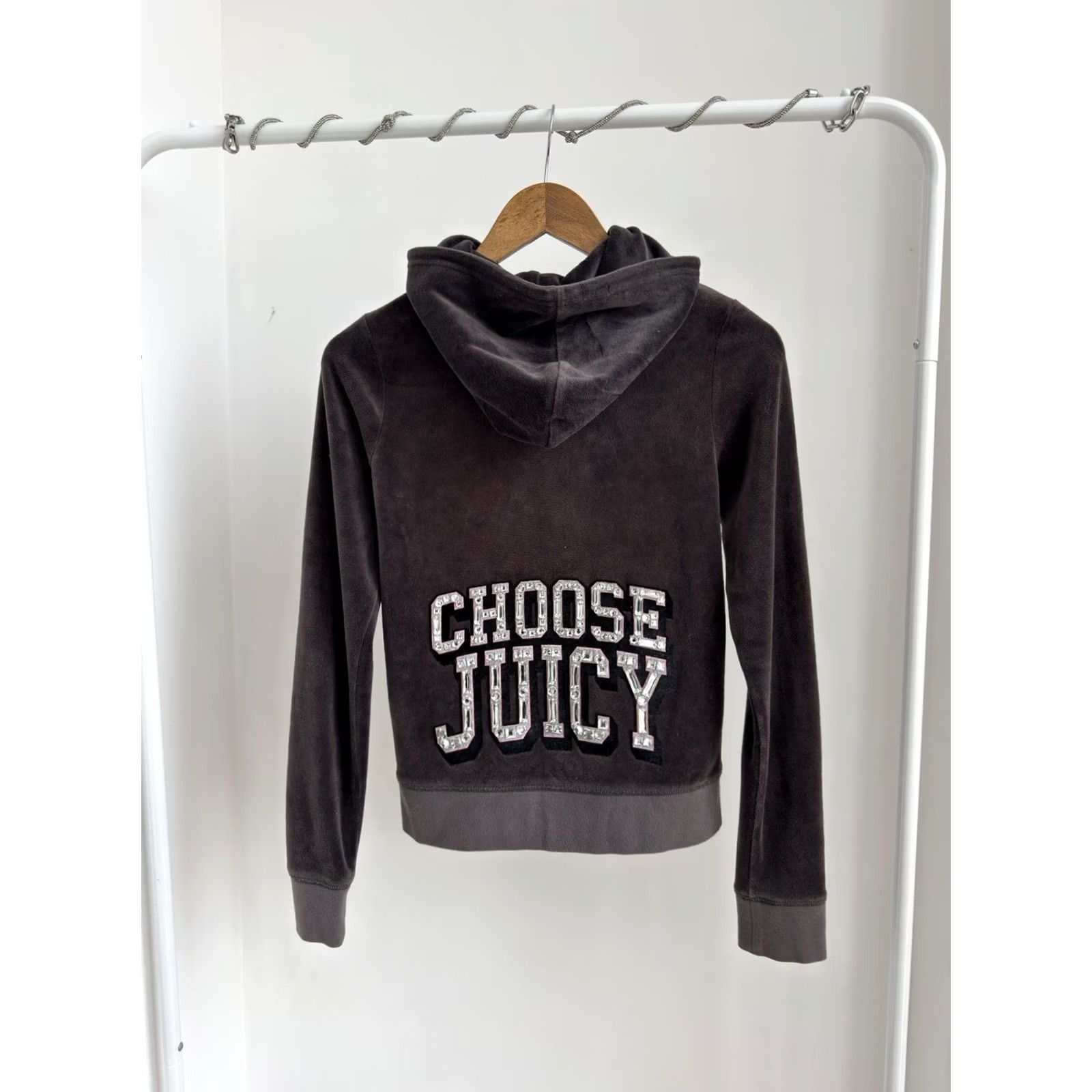 Juicy Couture VINTAGE Juicy Couture Logo Velour Zip Hoodie Womens S Gray 3D 90s Streetwear Hip Hop Designer USA Time Period Casual Size S / US 4 / IT 40 - 2 Thumbnail