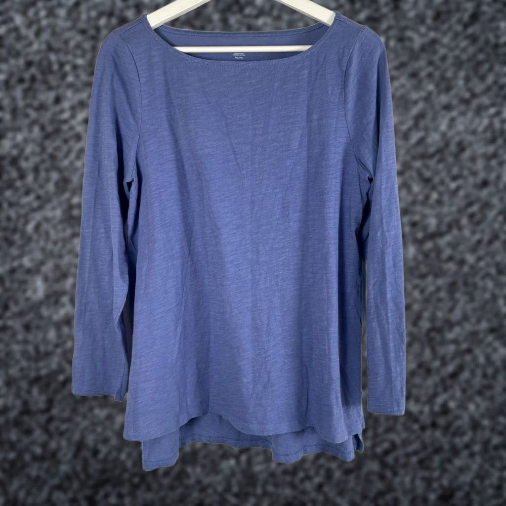Eileen Fisher Eileen Fisher Womens Petite Medium Boat Neck Long Sleeve Blue High-Low Tunic Top Size M / US 6-8 / IT 42-44 - 1 Thumbnail