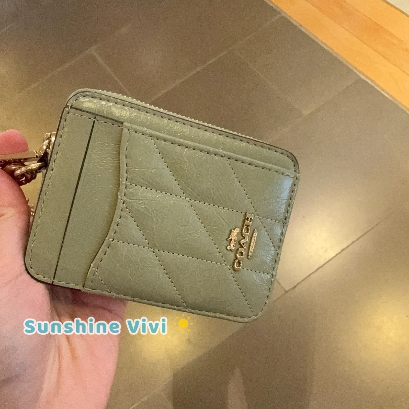 Coach NWT Coach Zip Card Case Quilting CEC51 leather PISTACHIO Size ONE SIZE - 5 Thumbnail