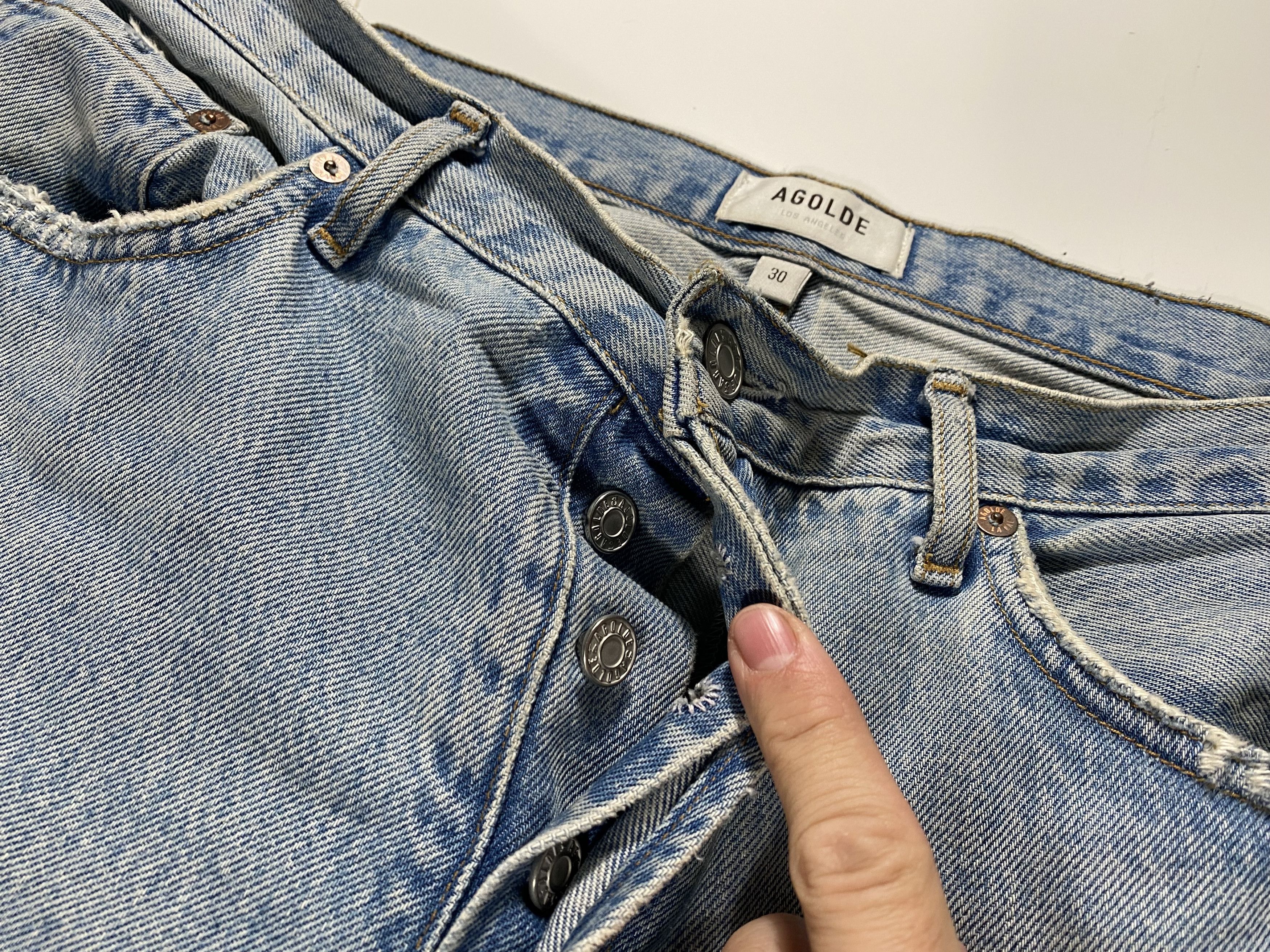 Agolde Agolde Pre-distressed Lana jeans in Riptide colorway 34x29 Size 34" / US 12 / IT 48 - 6 Thumbnail